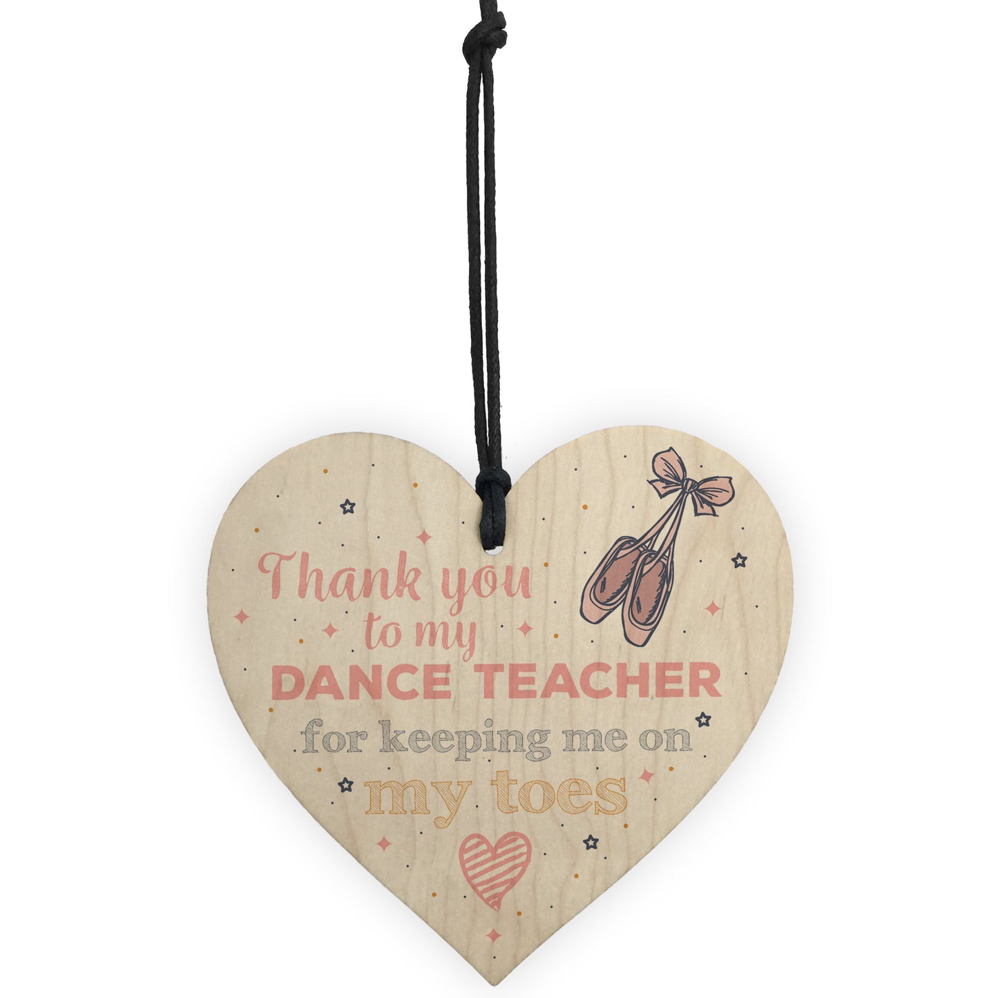 Handmade Dance Teacher Gift Ballerina Wood Heart Thank You