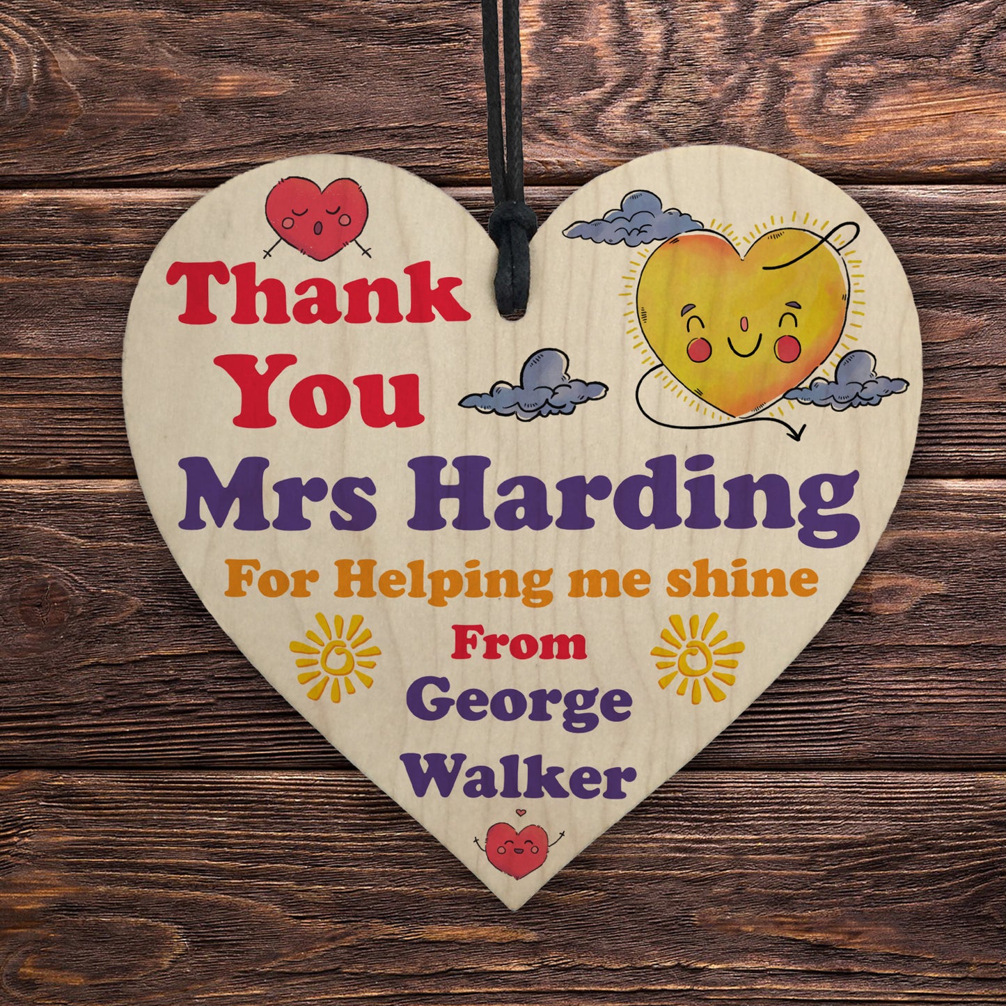 Personalised Teacher End of Term Thank You Heart Gift Teaching