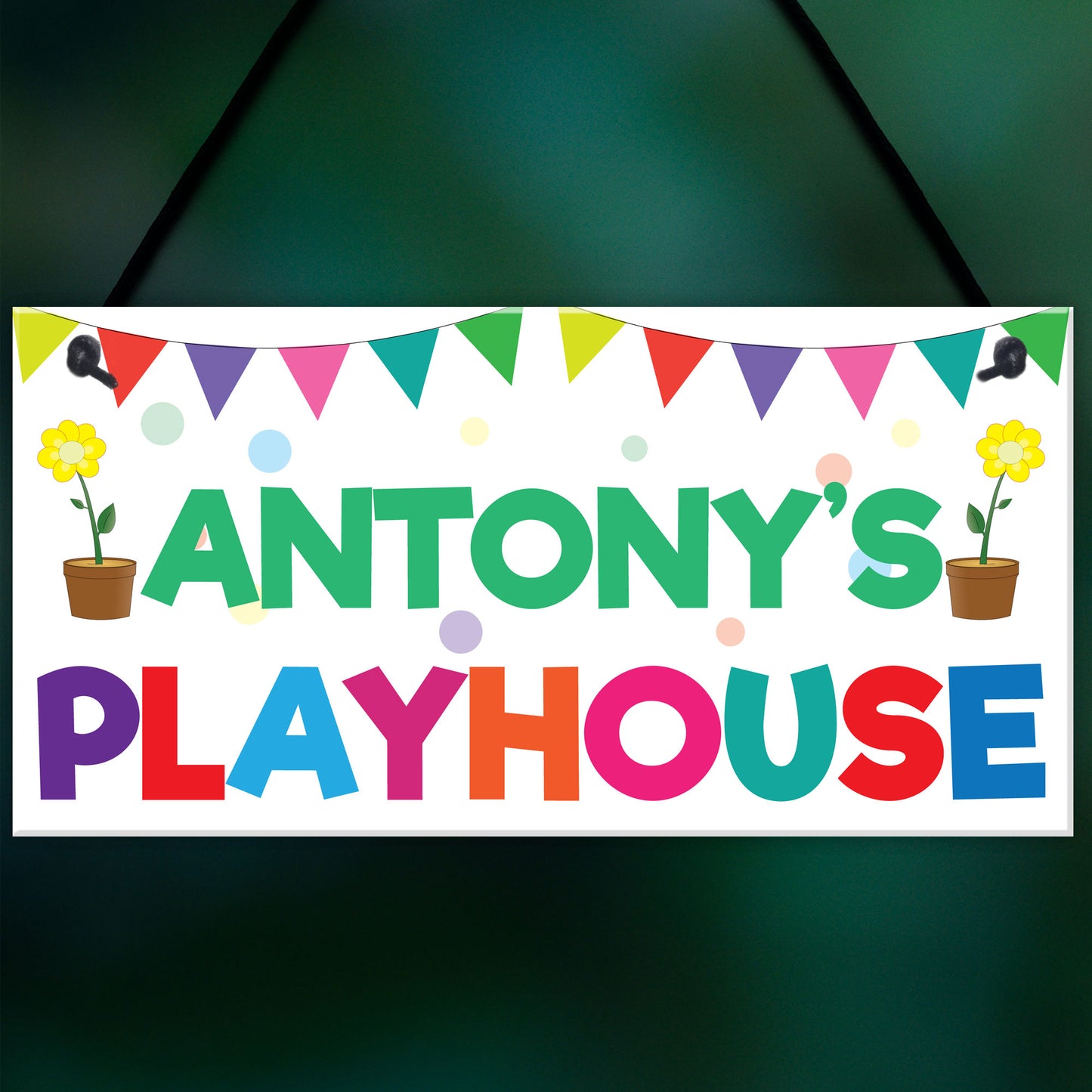 Personalised Child's Name Playhouse Hanging Plaque Sign Gift