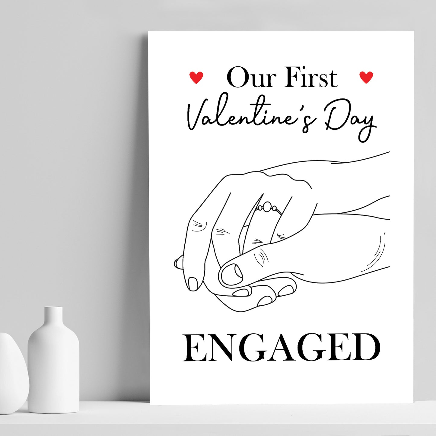 1st First Valentines Day Engaged Print Gift For Couple