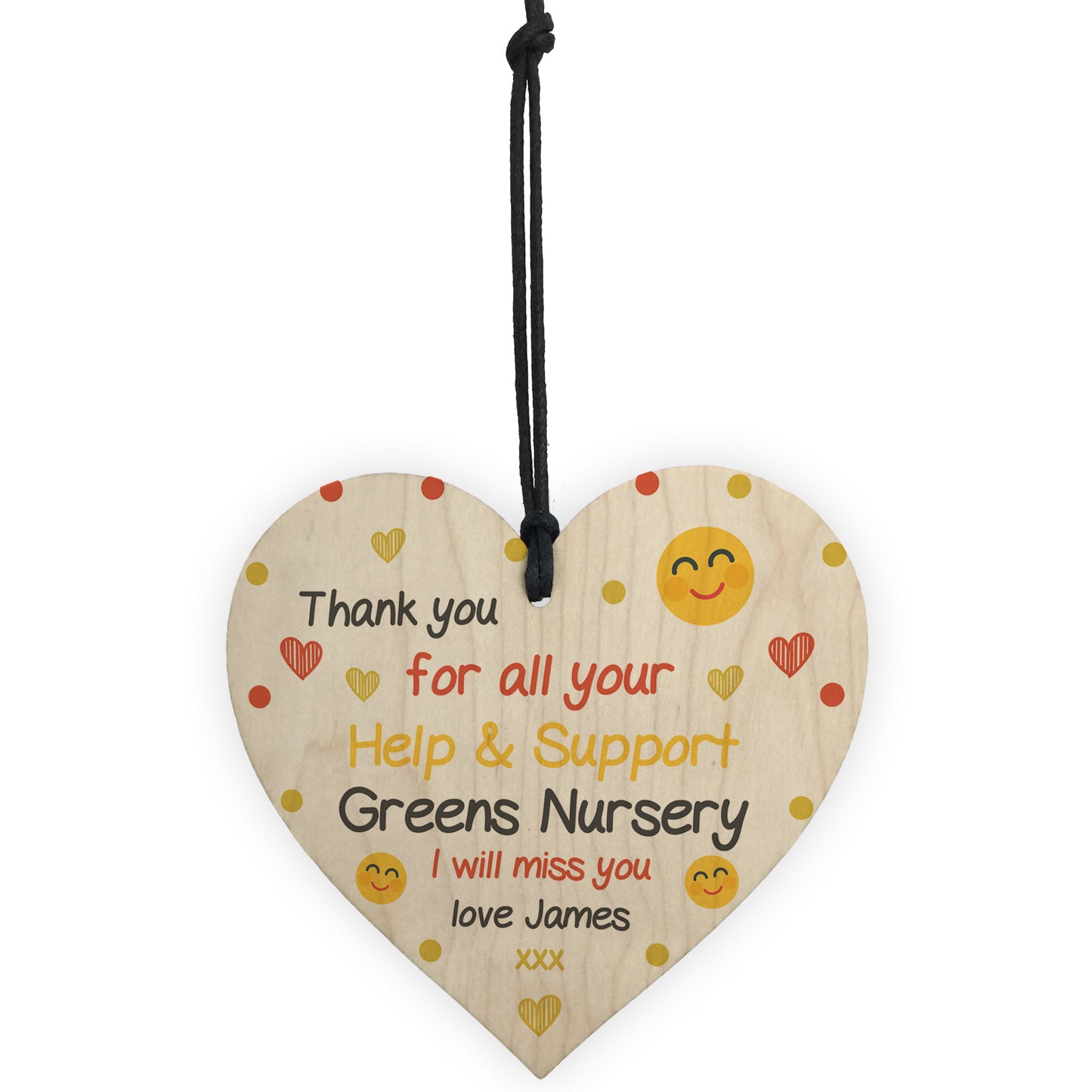 Thank You Gift For Nursery School Personalised Wood Heart