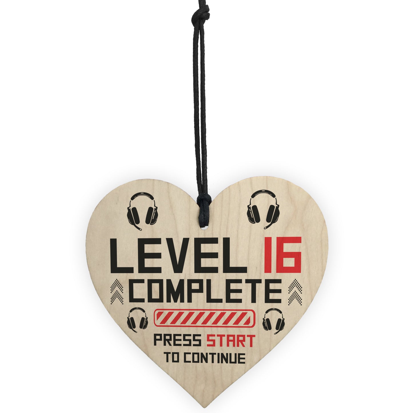 16th Birthday Gamer Gift Wooden Heart Novelty Birthday Gifts