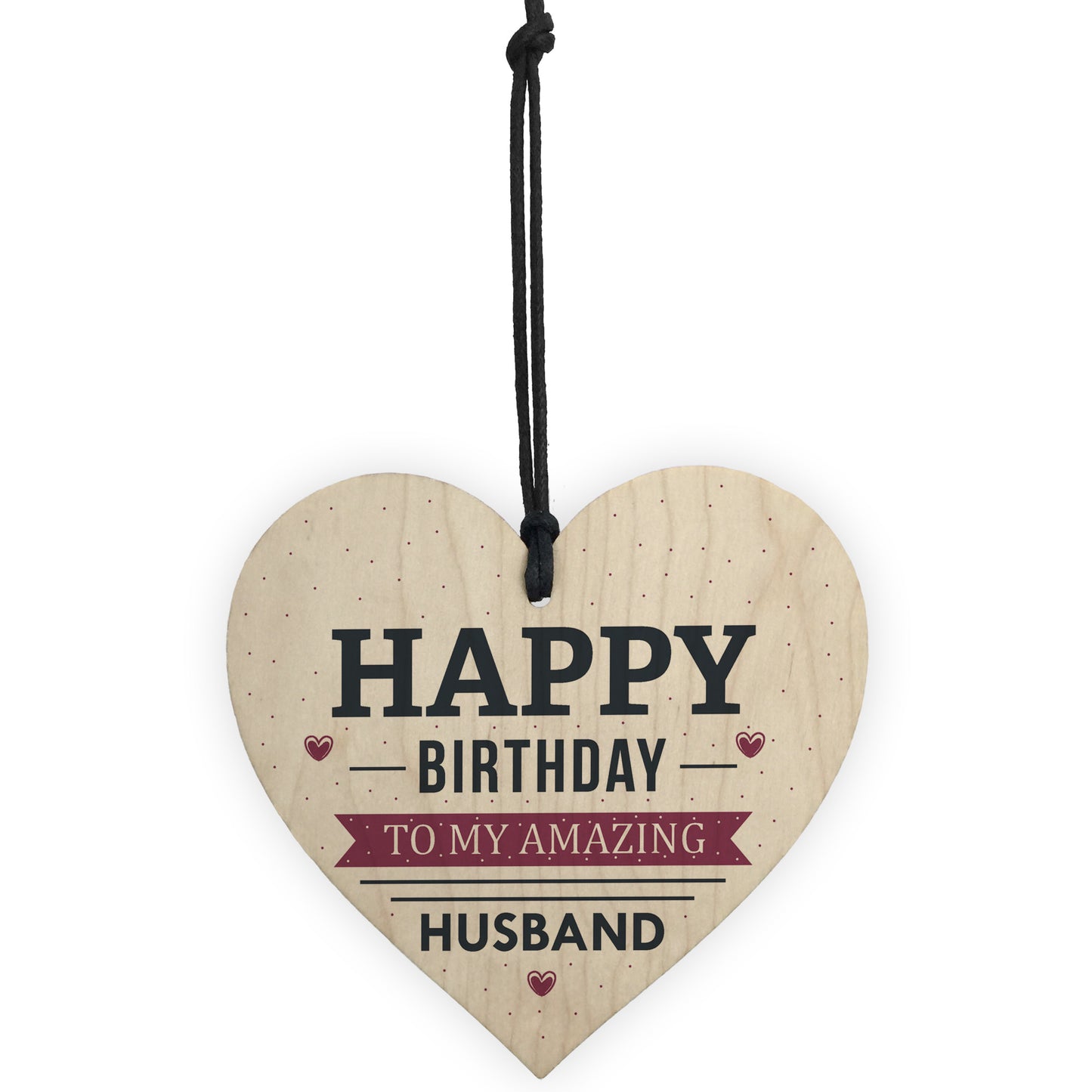 Happy Birthday Husband Wife Hubby Partner Wooden Heart Plaque
