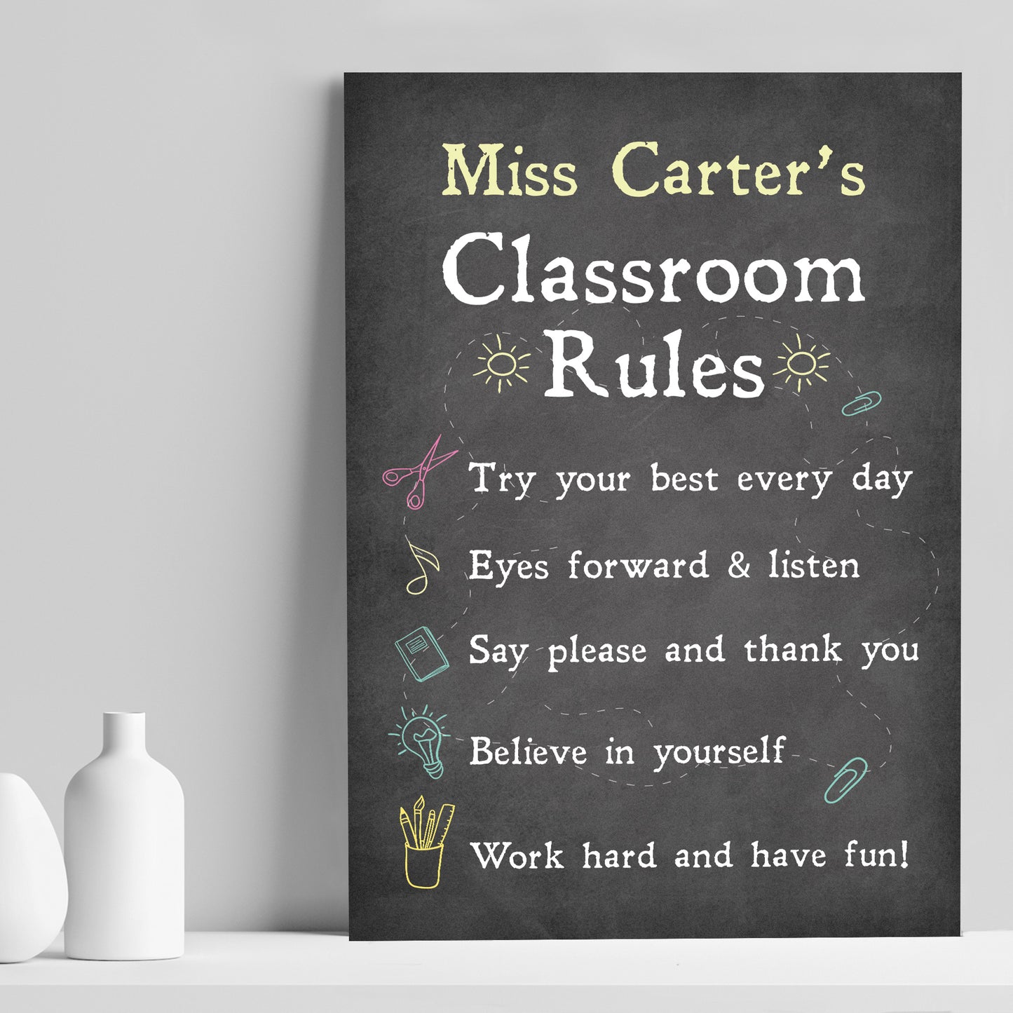 Classroom Rules Sign For Teacher Gift Personalised Wall Sign