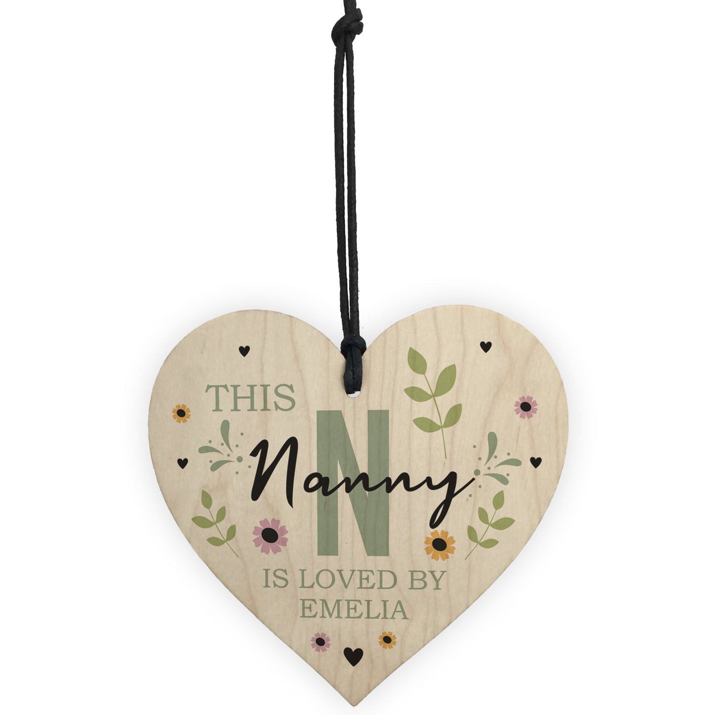 Personalised Mothers Day Birthday Gift For Nanny Wood Heart