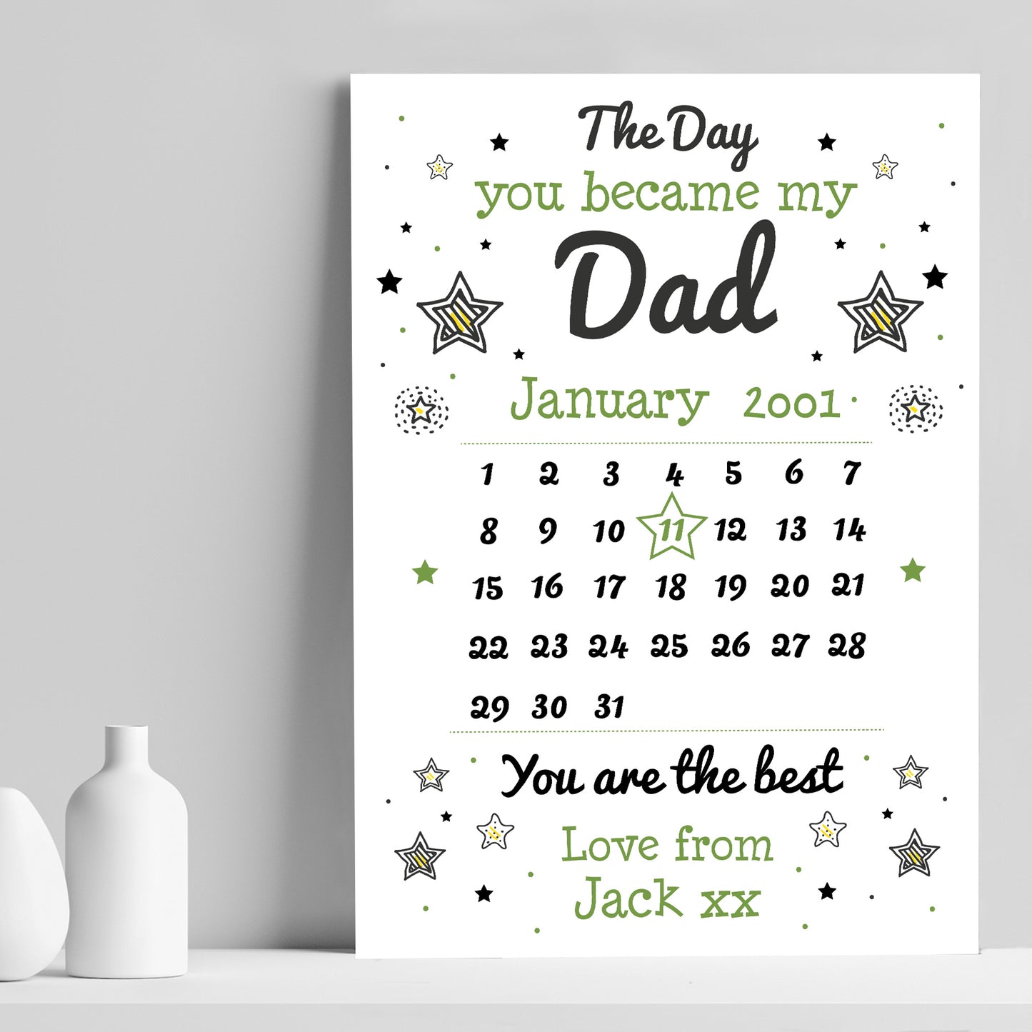 Personalised Fathers Day Gifts For Daddy Grandad Print Calendar