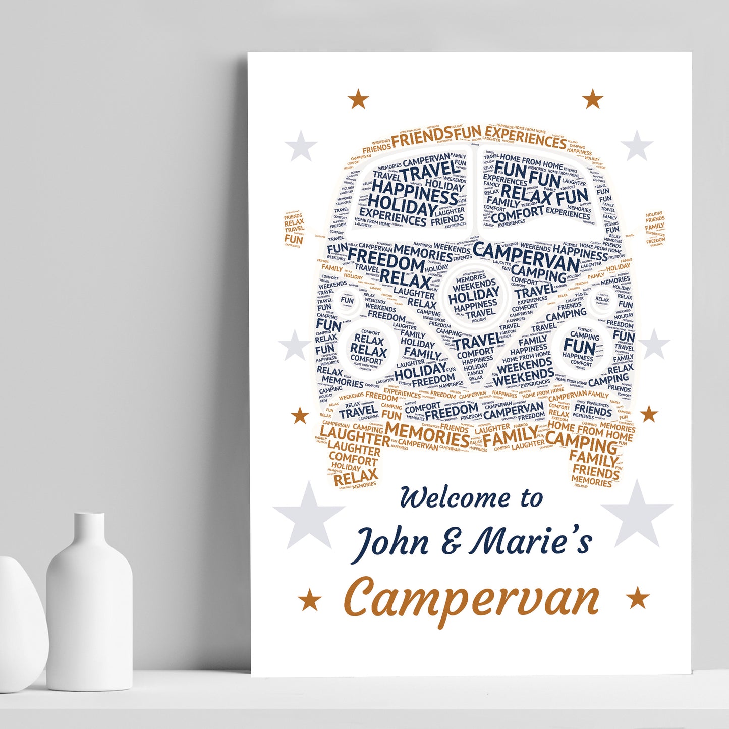 Campervan Sign Personalised Word Art Print VW Camper Decor