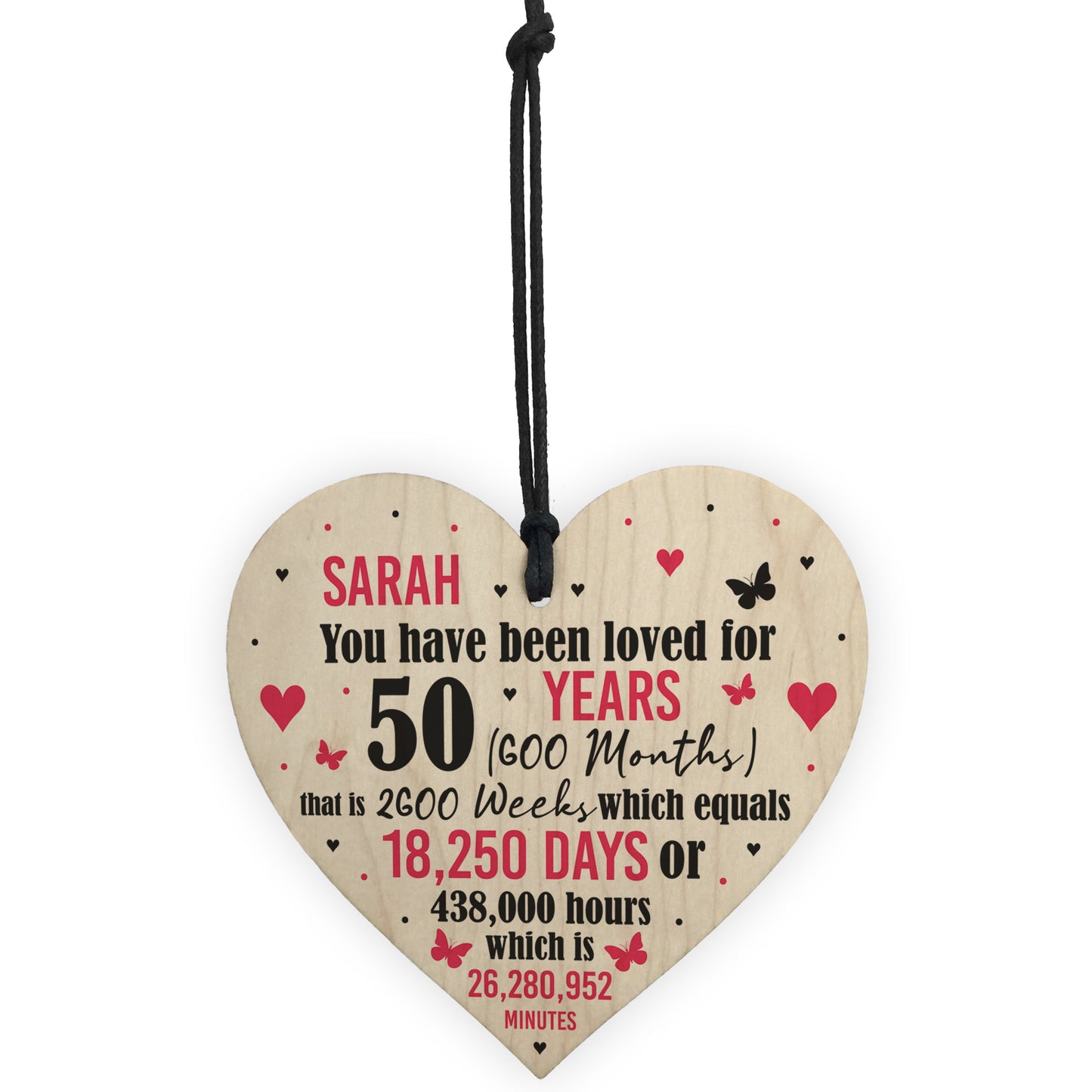 Personalised 50th Birthday Gift Wooden Heart Keepsake Funny Gift