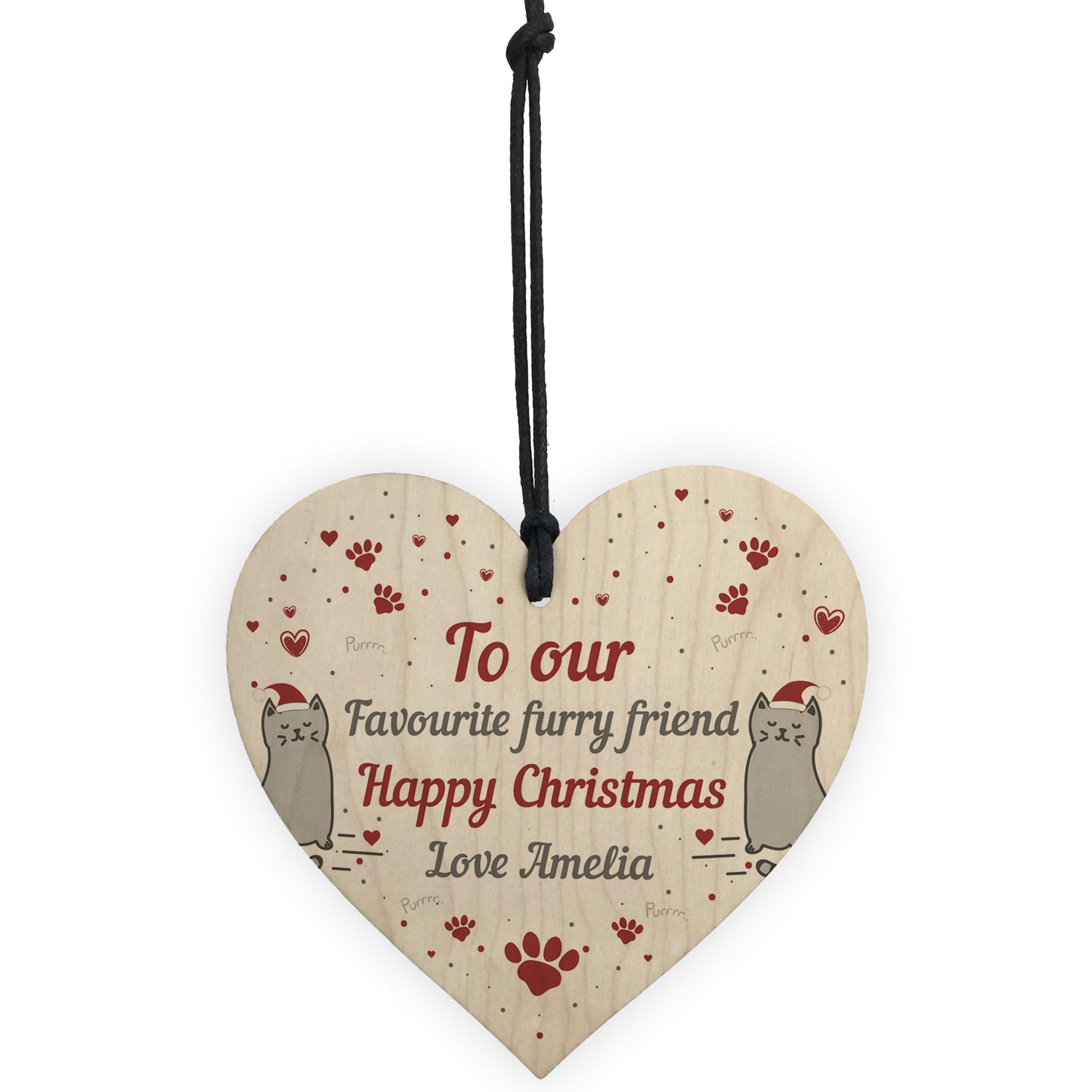 Personalised Cat Kitten First Christmas Heart Bauble Family Pet