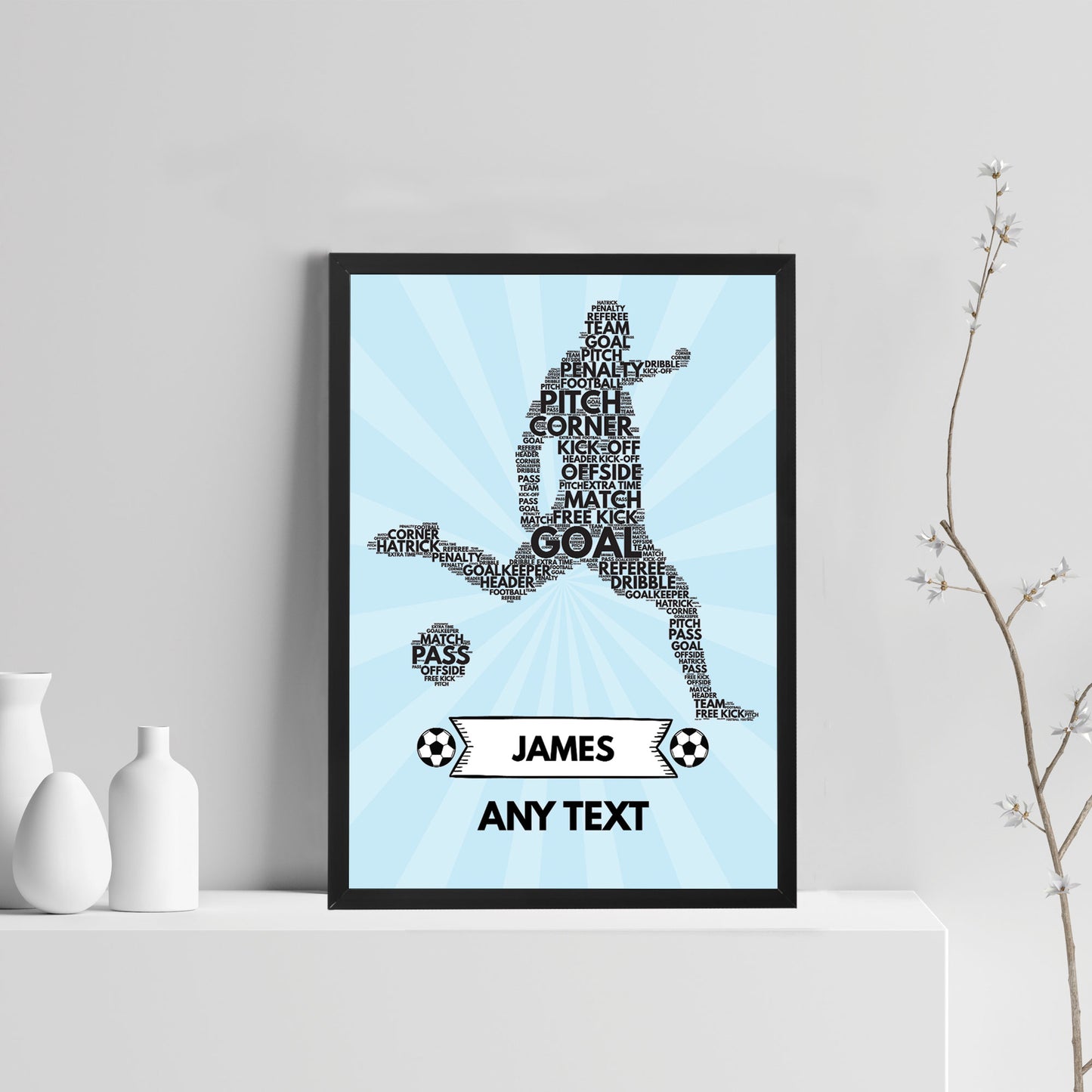 Personalised Boys Bedroom Sign Football Print Boys Bedroom Art