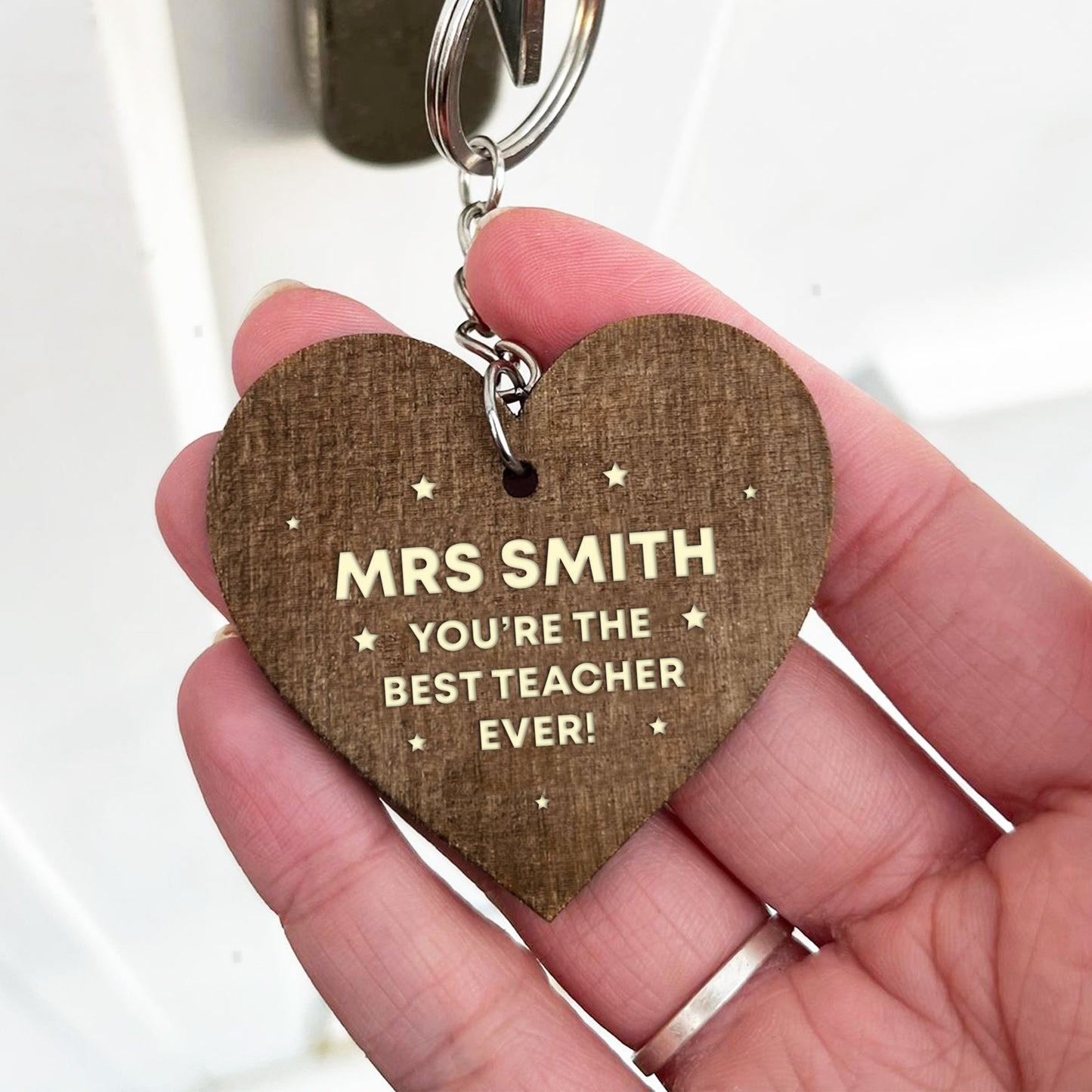 PERSONALISED Teacher Thank You Keyring Engraved Gifts