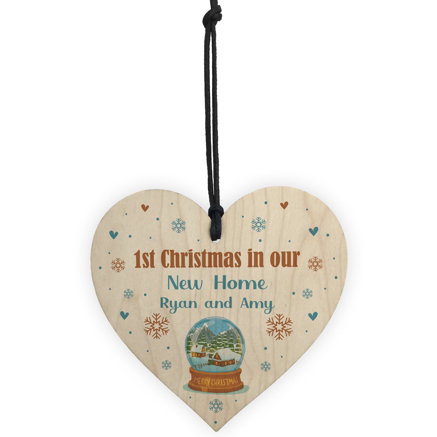 New Home Gift To Hang On Christmas Tree Wood Heart Bauble