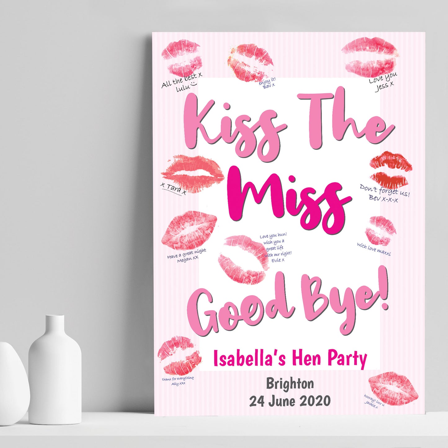 HEN PARTY GAME - Kiss The Miss Goodbye PERSONALISED Do Gift Keep