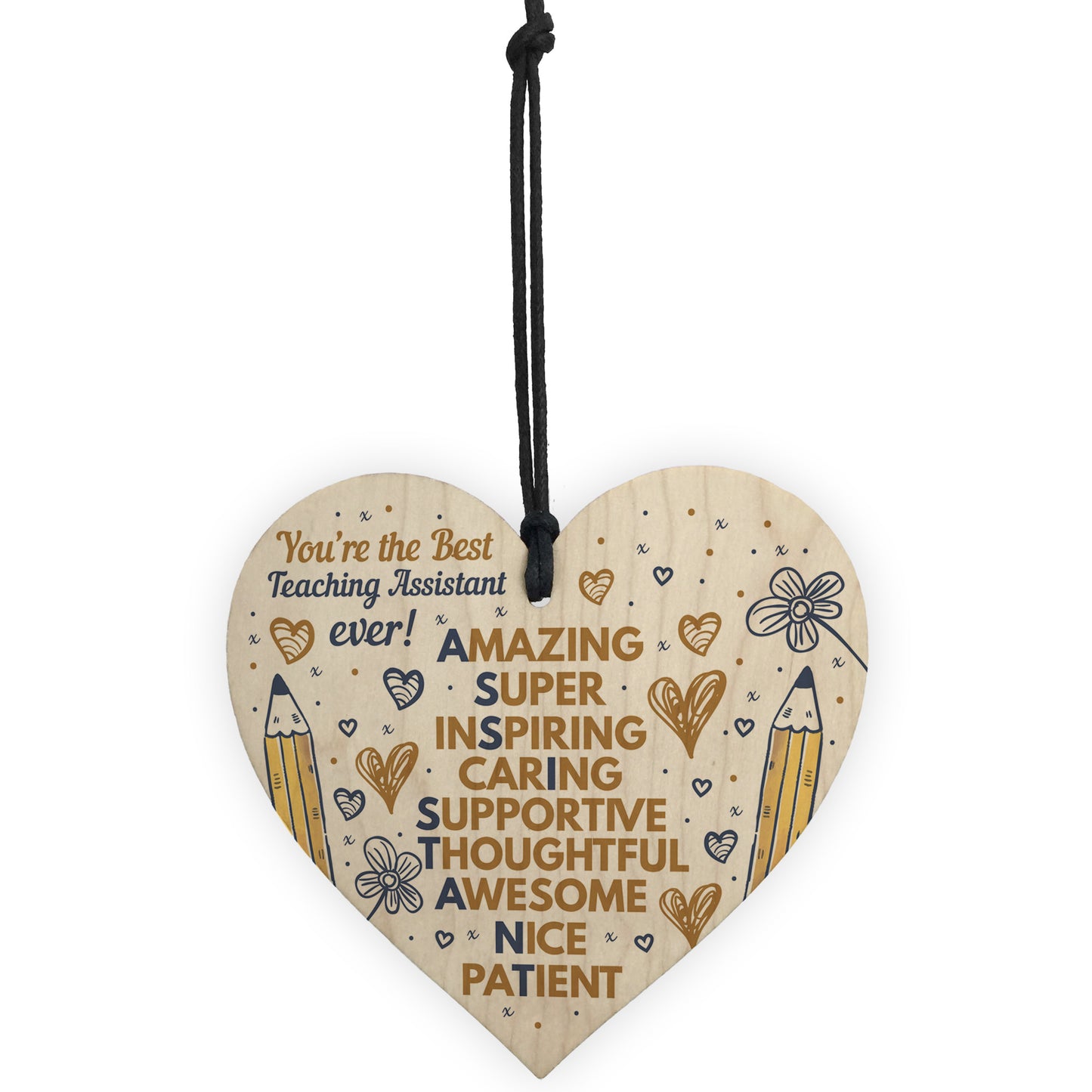 Teacher Teaching Assistant Gifts Wood Heart Nursery Pre School