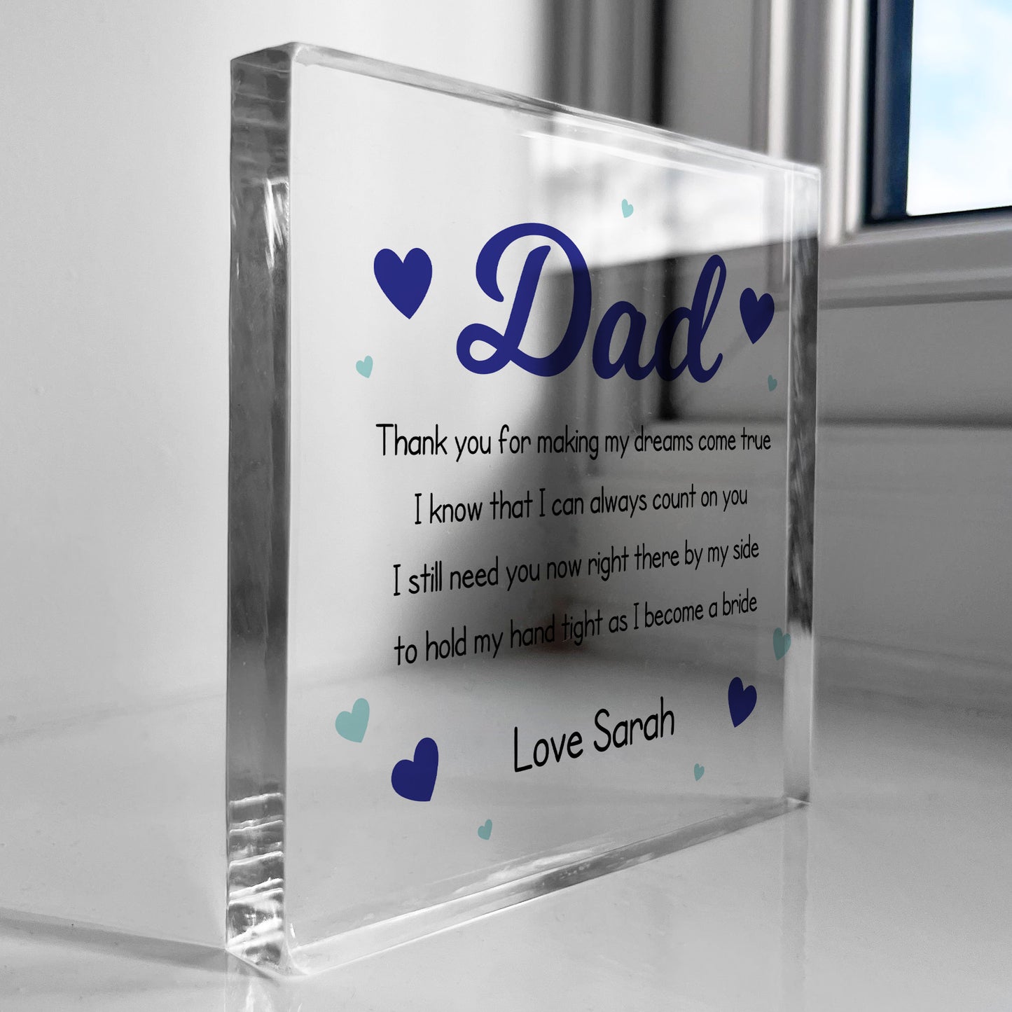 Wedding Day Gift For Dad From Bride Personalised Acrylic Block