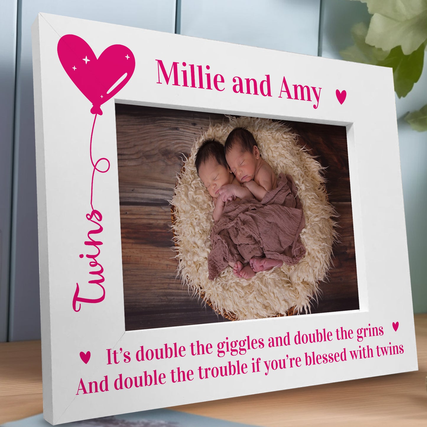 TWINS Photo Frame Personalised New Baby Gift Baby Shower Gift