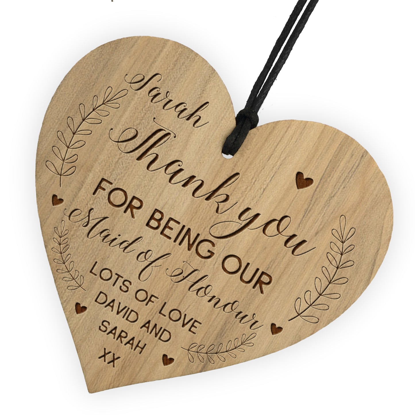 Personalised Maid Of Honour Gifts Engraved Heart Thank You Gift