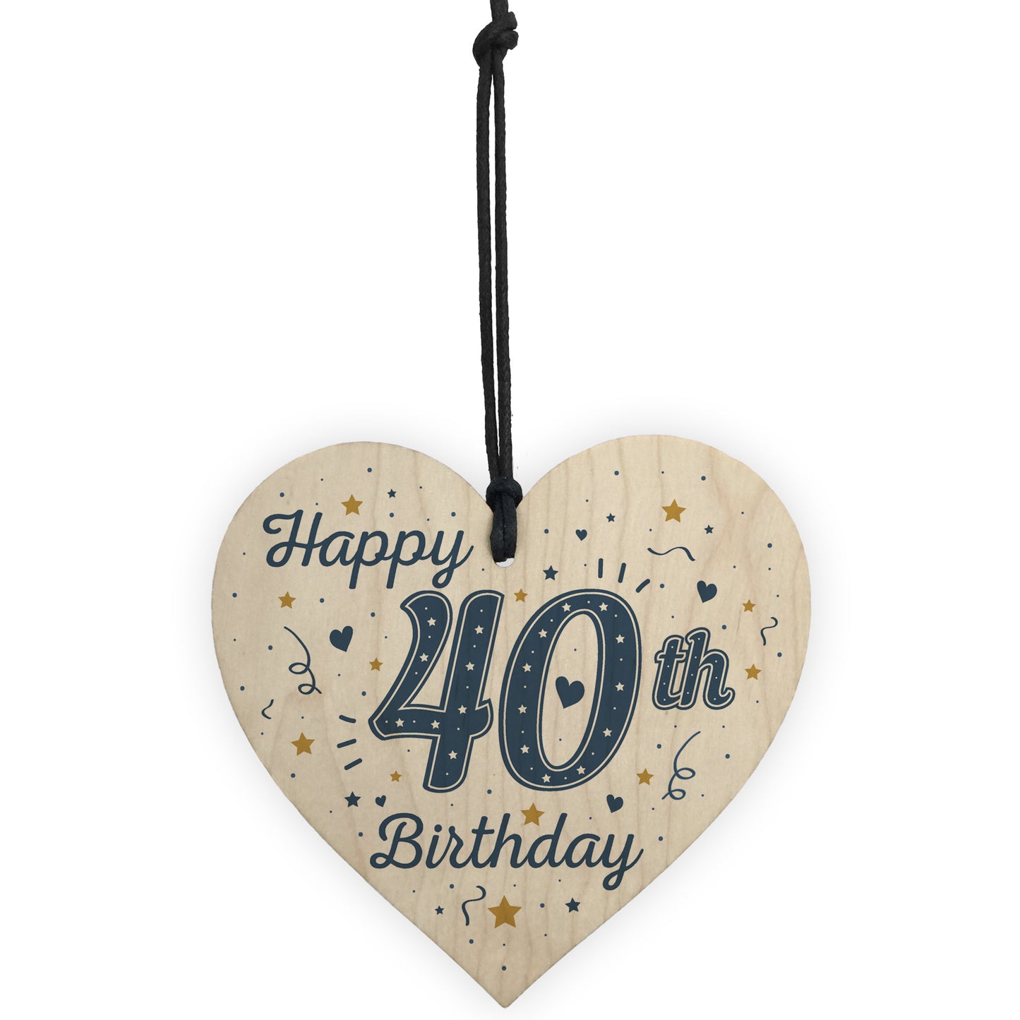 Happy 40th Birthday Handmade Wooden Heart Friendship Gift