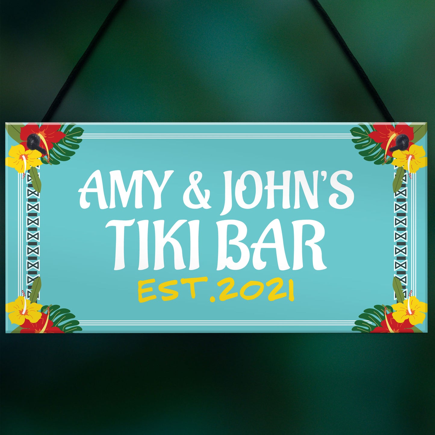 Colourful Tiki Bar Sign Personalised Garden Summerhouse Sign