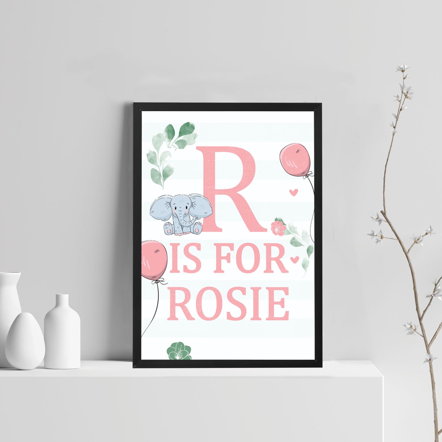 FRAMED Baby Nursery Print PERSONALISED Girls Bedroom Sign