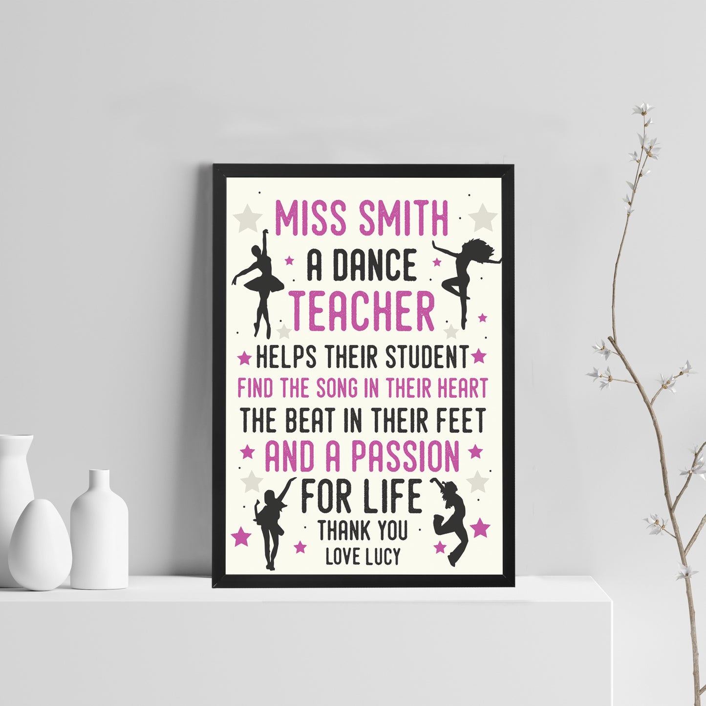 Dance Teacher Gift Framed Print Thank You Teacher Gift Men Women