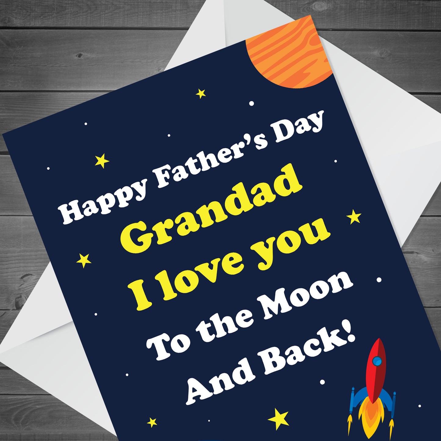 Fathers Day Card SPACE Moon Cheeky Grandad Grandparent A6 Card