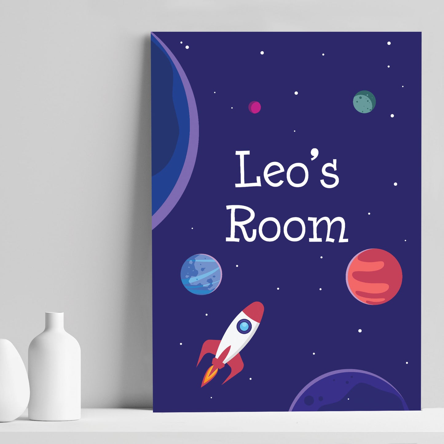 Personalised Bedroom Sign Space Theme Print Wall Art Son Gift