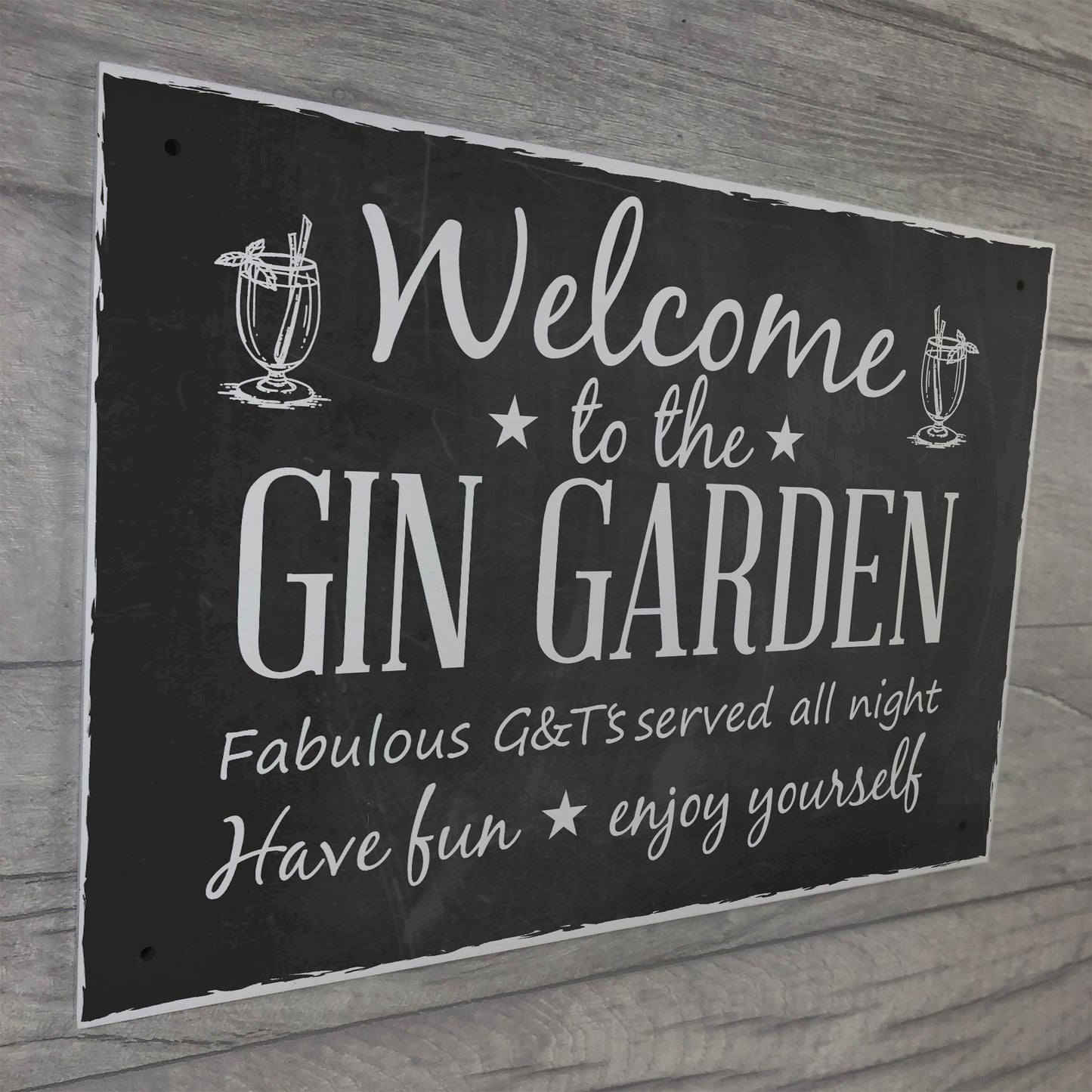 Welcome To The Gin Garden Hanging Alcohol Wall Sign Garden Sign