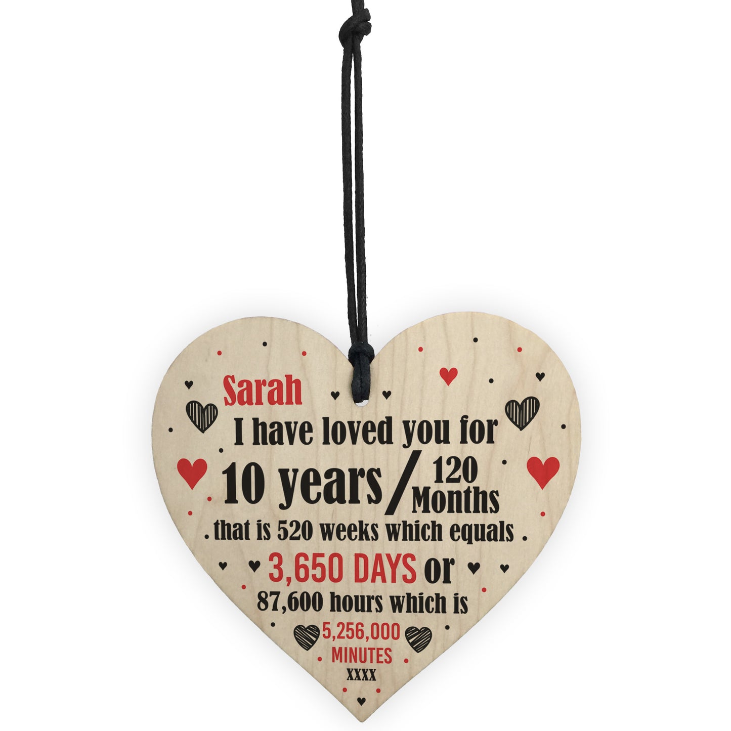 10th Anniversary Gift Personalised Heart Wedding Husband Wife