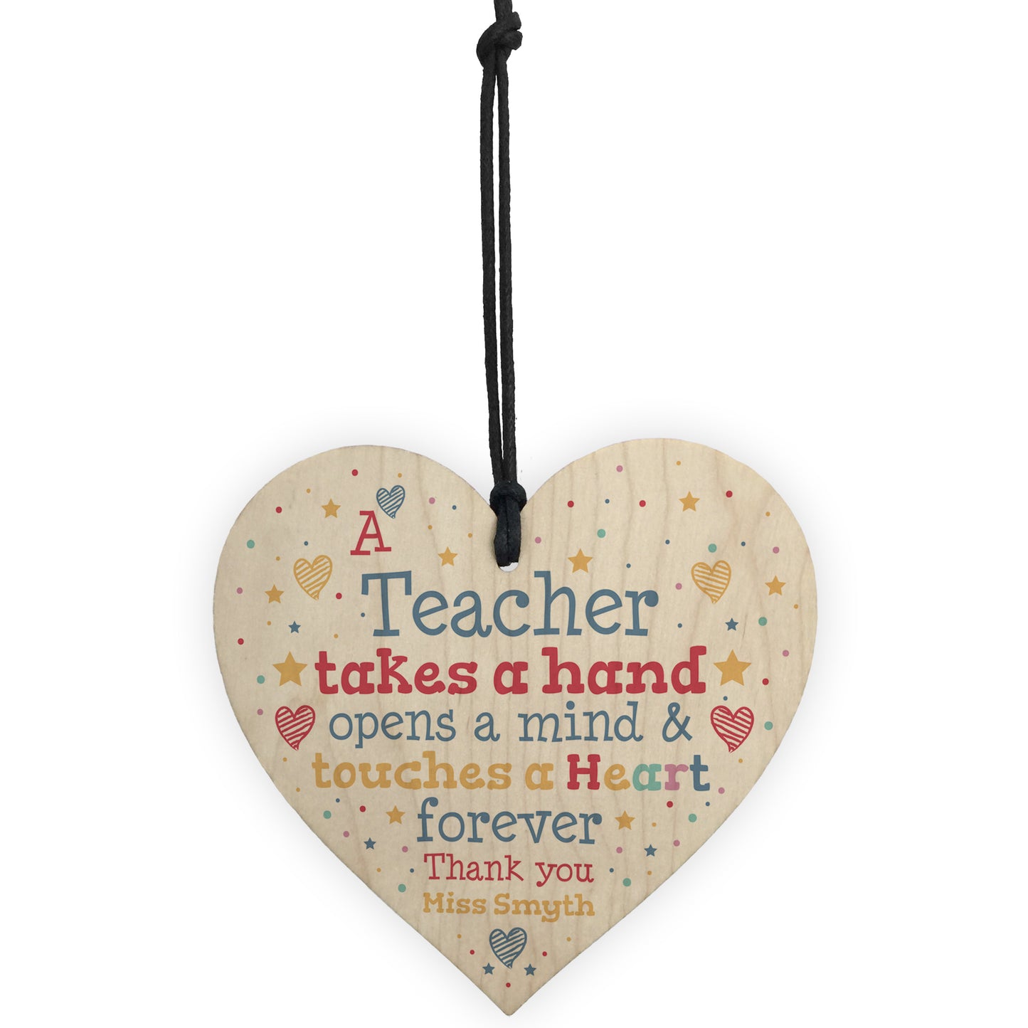 Teacher Gift Personalised Wood Heart Thank You Gift Leaving Gift