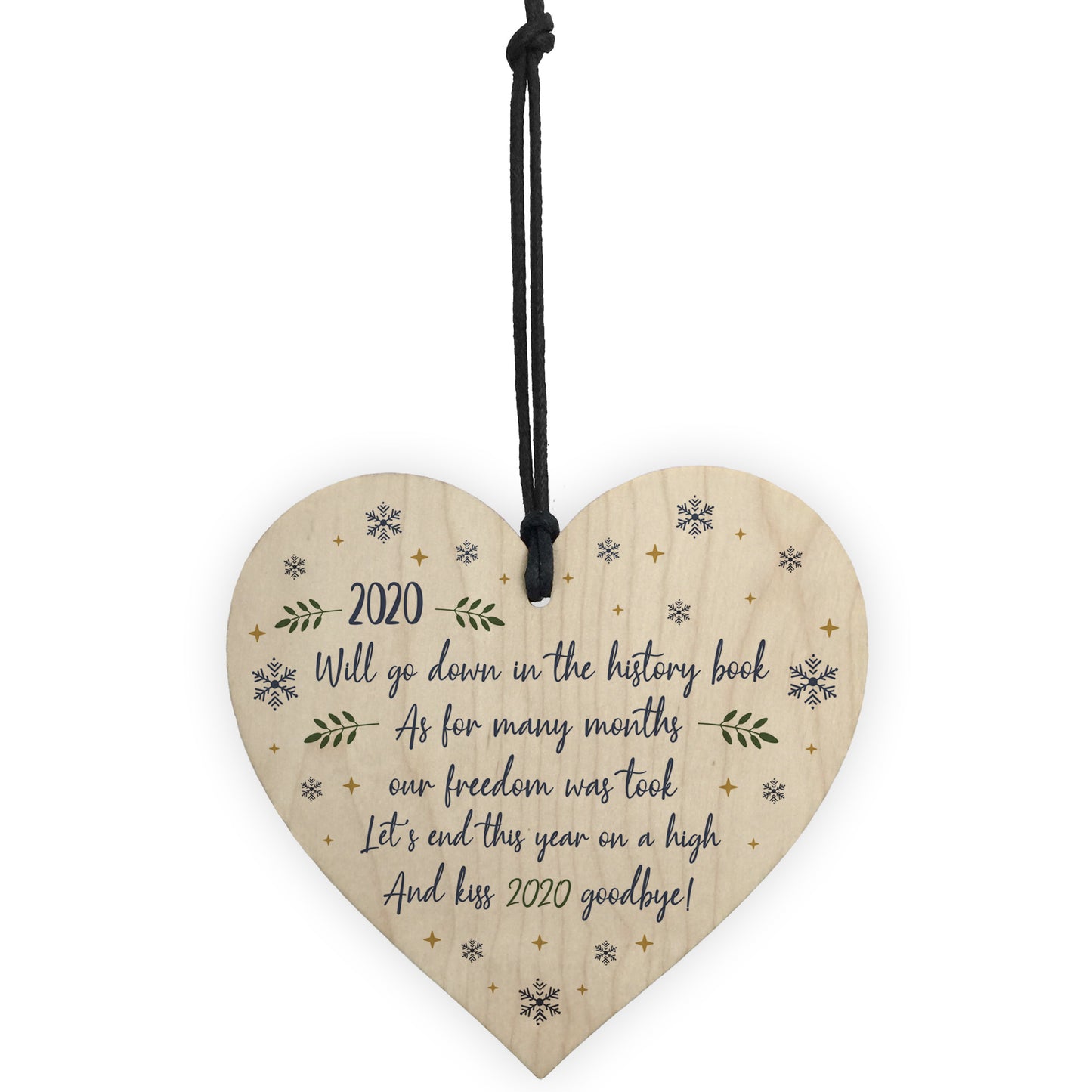 2020 Lockdown Poem Wooden Heart Christmas Tree Decoration