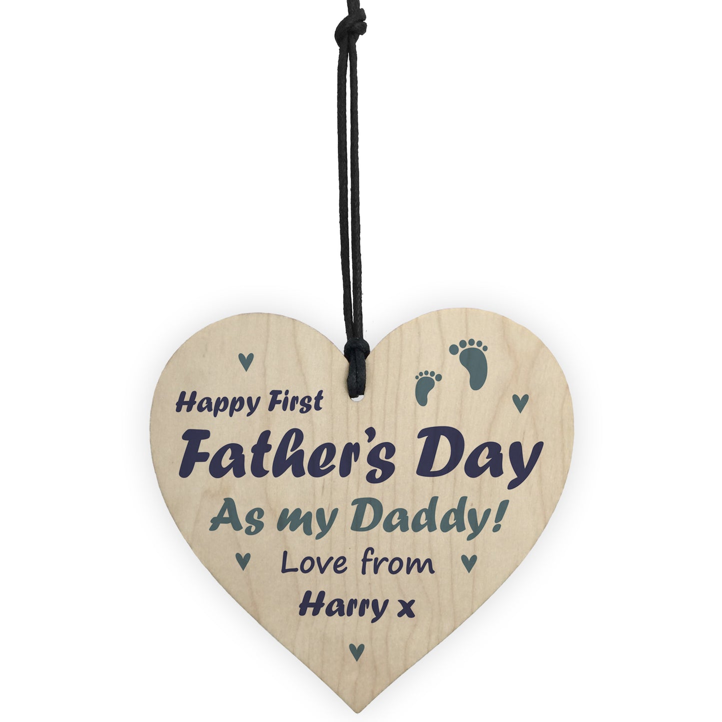 1st Fathers Day Gift For Daddy Personalised Wood Heart Gift