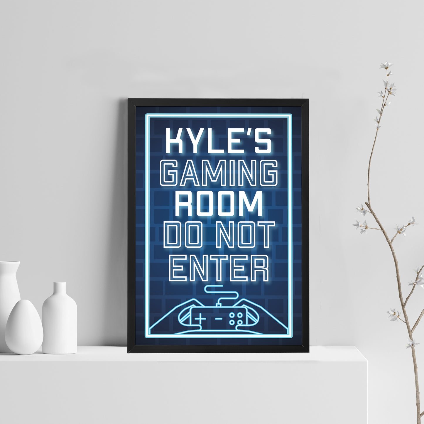 A4 Framed Gaming Print Boys Bedroom Mancave PERSONALISED