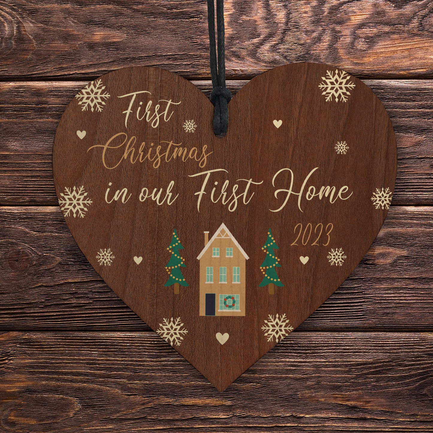 2023 First Christmas In First Home Wood Hanging Christmas Bauble