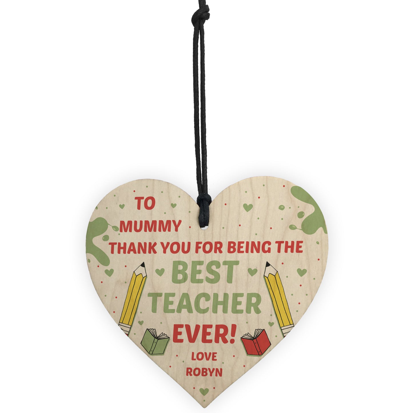 Personalised Thank You Gift For Mummy Wood Heart Teacher Gifts