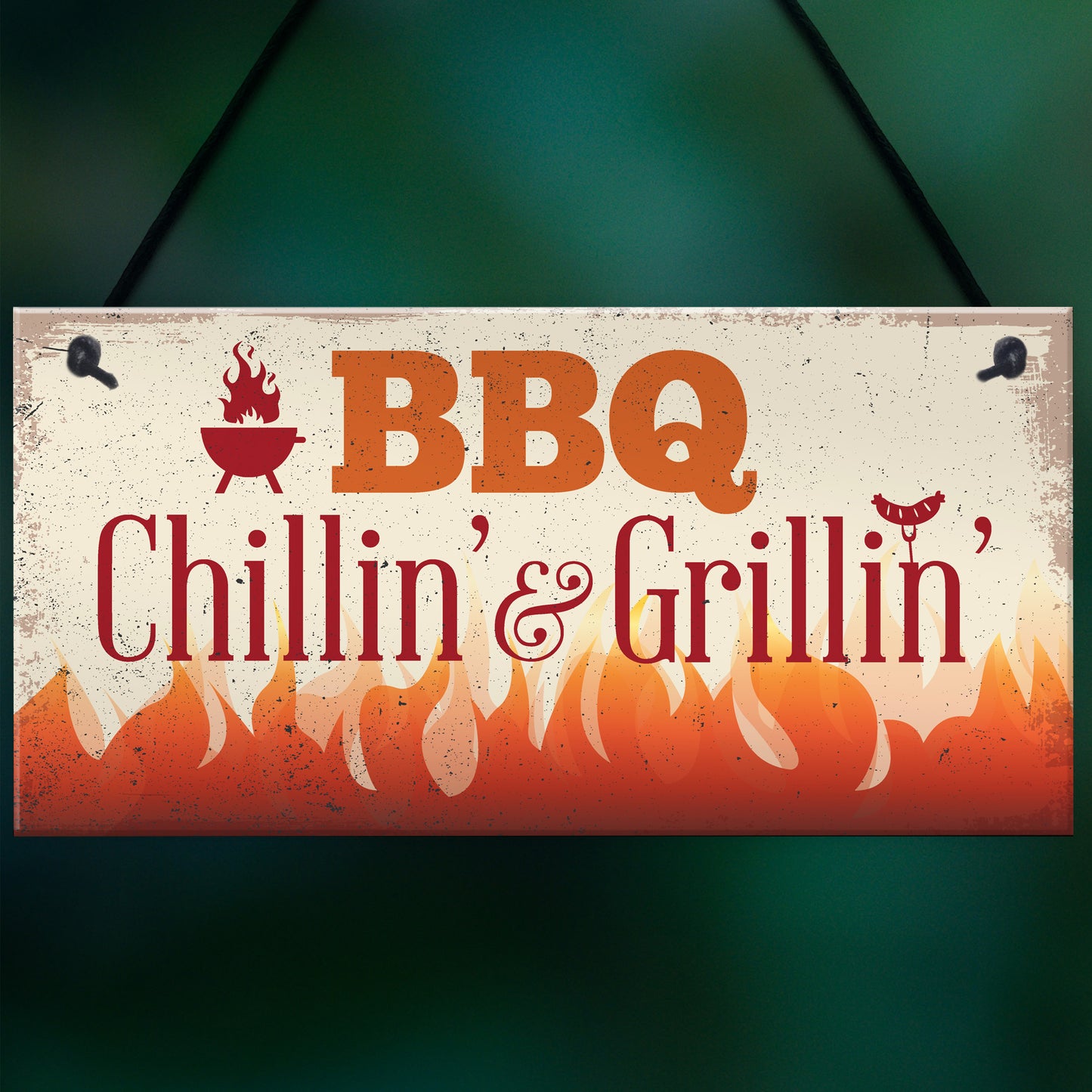 BBQ Chillin & Grillin Barbecue Outdoor Garden Plaque Bar Sign