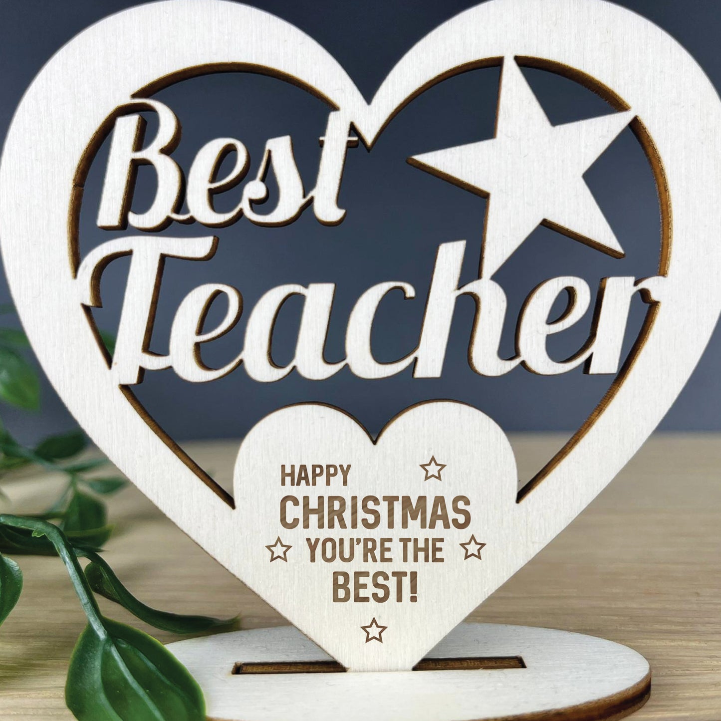 Thank You Teacher Gift Happy Christmas Engraved Heart Student