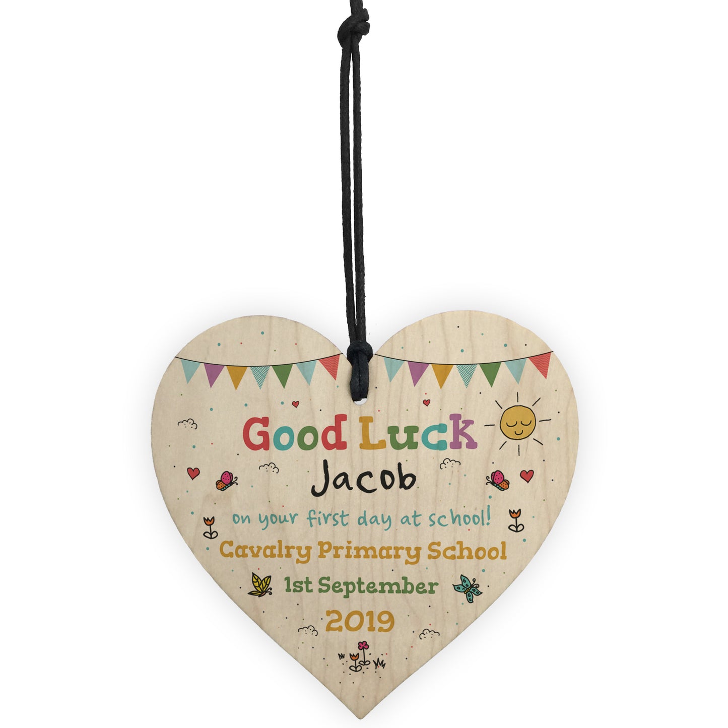 Personalised First Day Of School Wood Heart Back To School