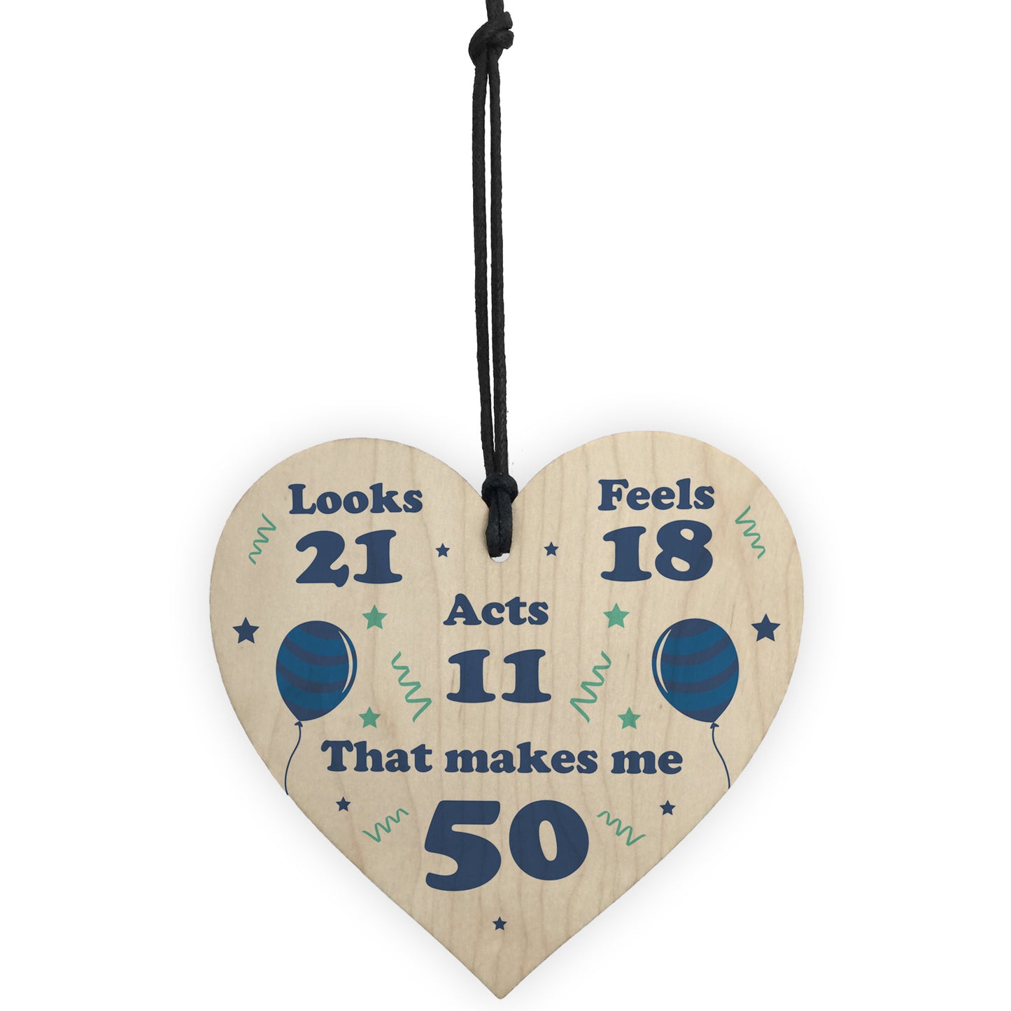 Novelty Gift For 50th Birthday Funny Wooden Heart Gift For Him