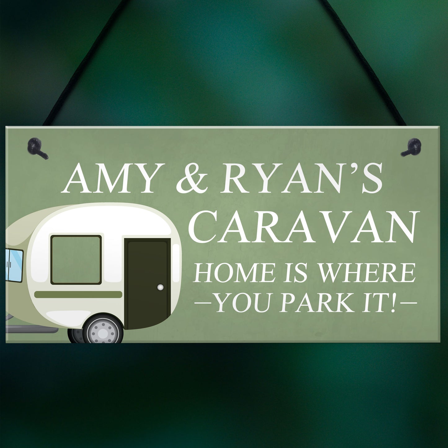 Shabby Chic Caravan Sign Hanging Door Plaque Personalised