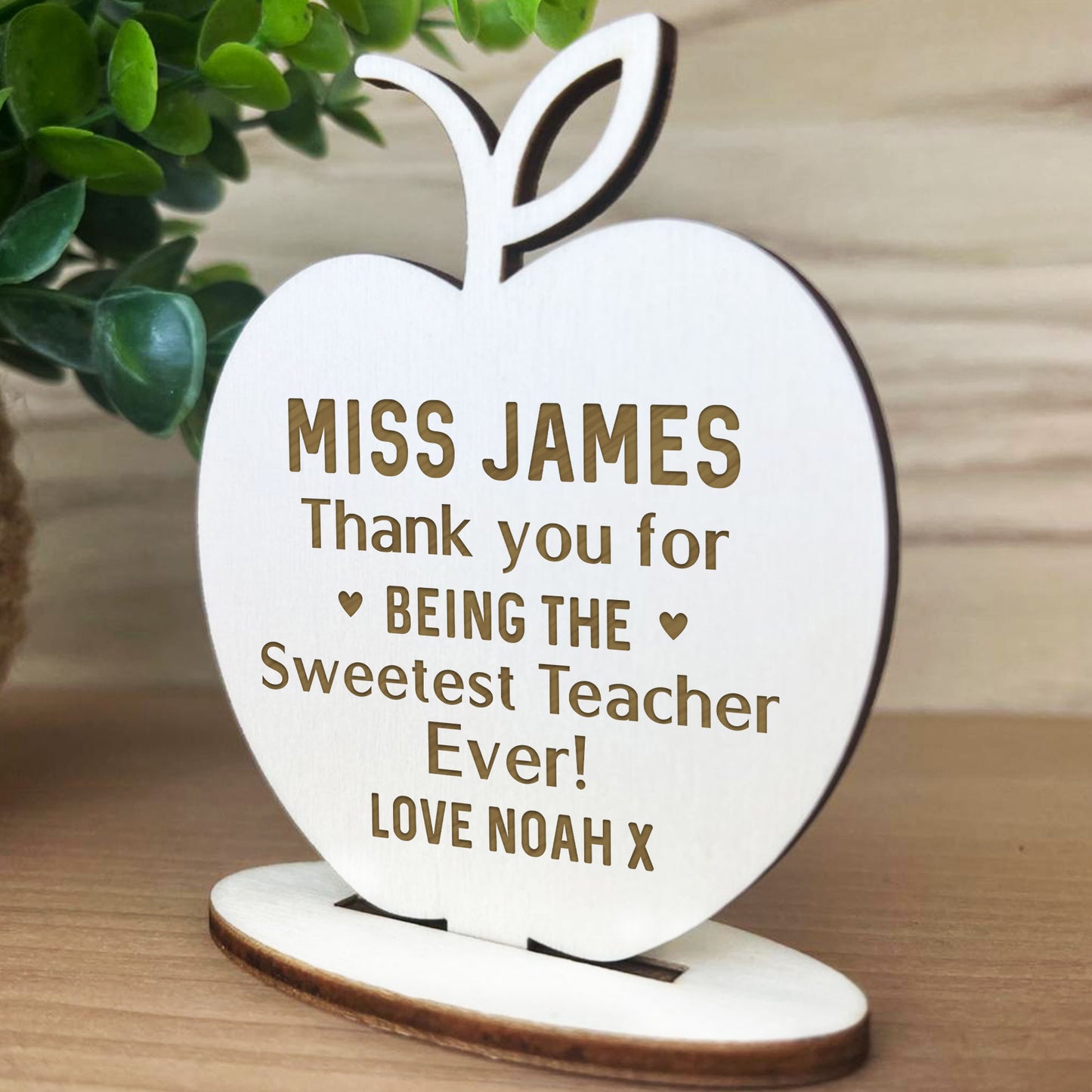 Personalised Wood Engraved Apple Teacher Gifts Thank You Gift