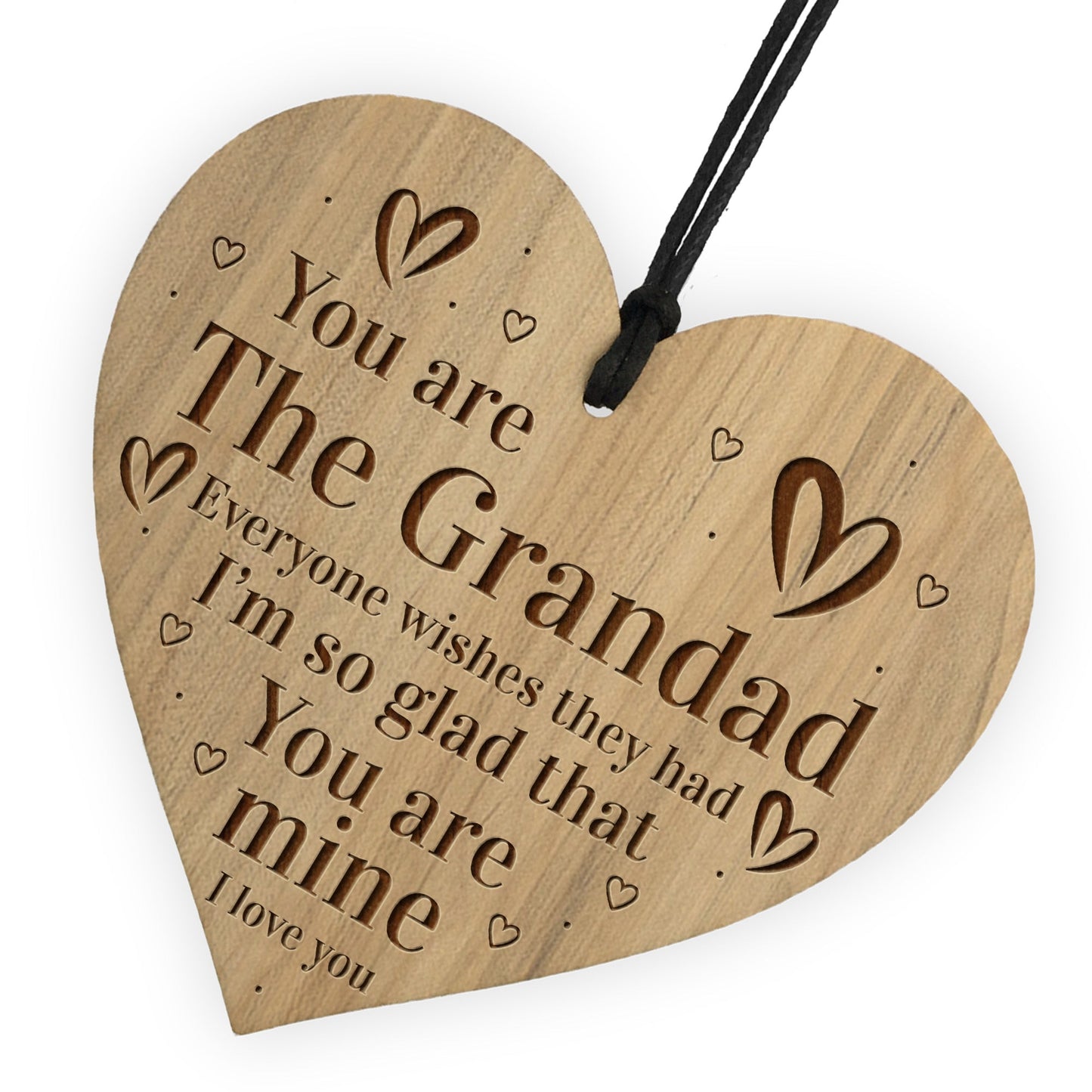 Grandad Gift Engraved Wood Oak Heart Gift For Him Birthday Gift