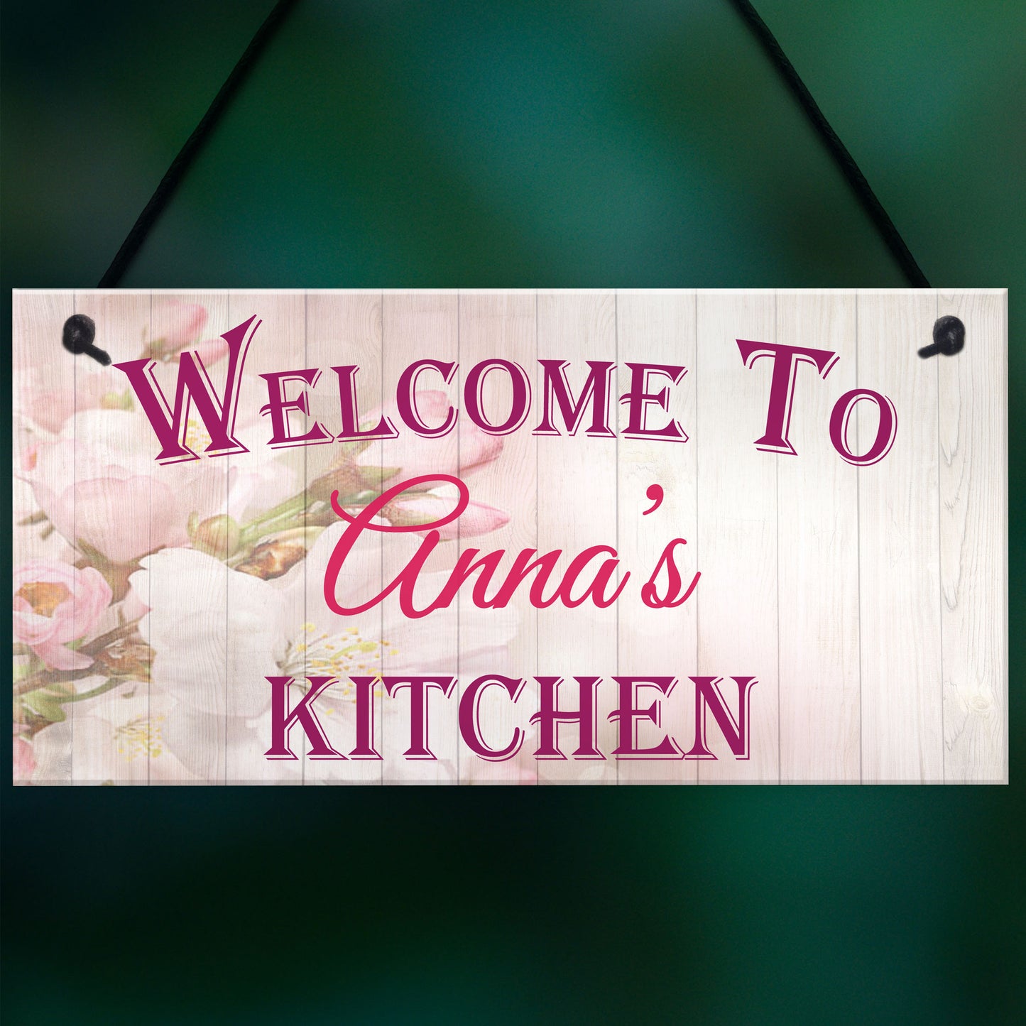 Personalised Kitchen Welcome Hanging Plaque