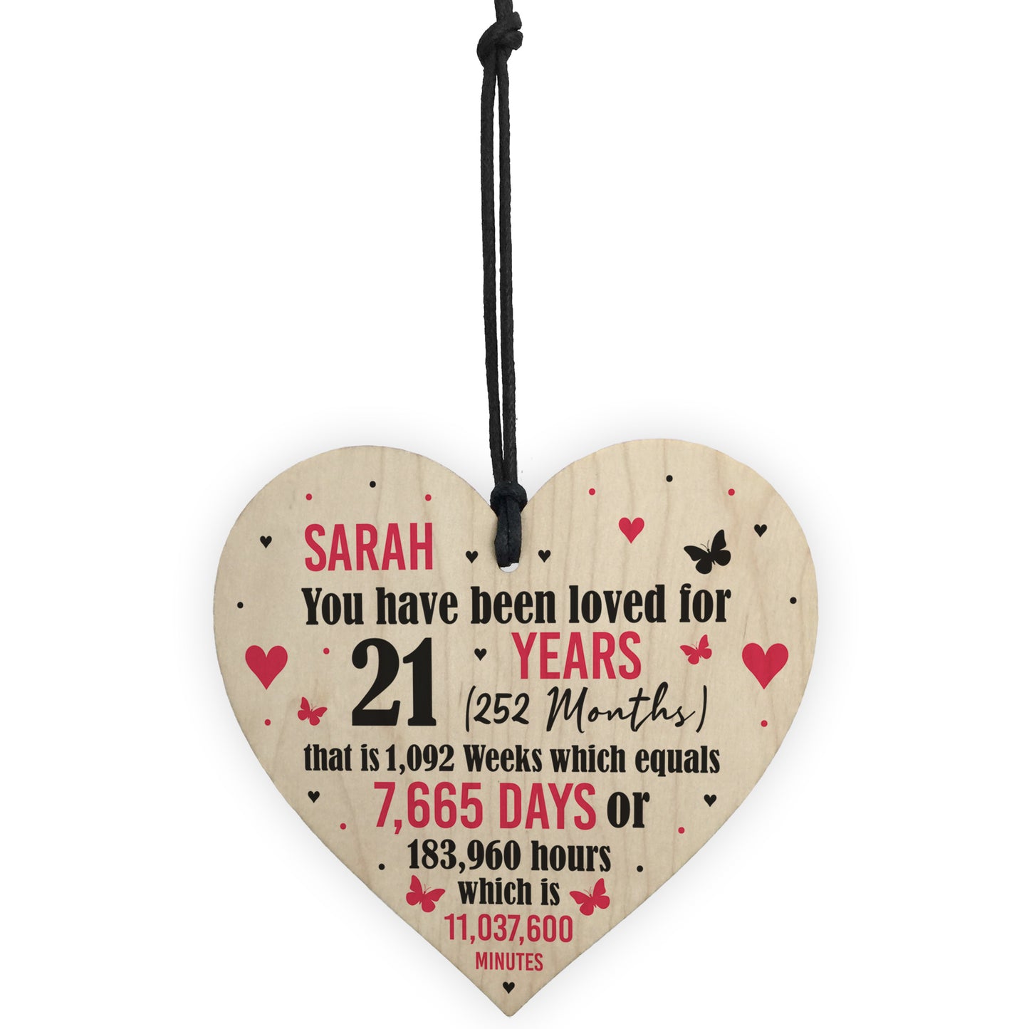 Personalised 21st Birthday Gift Wooden Heart Keepsake Funny Gift