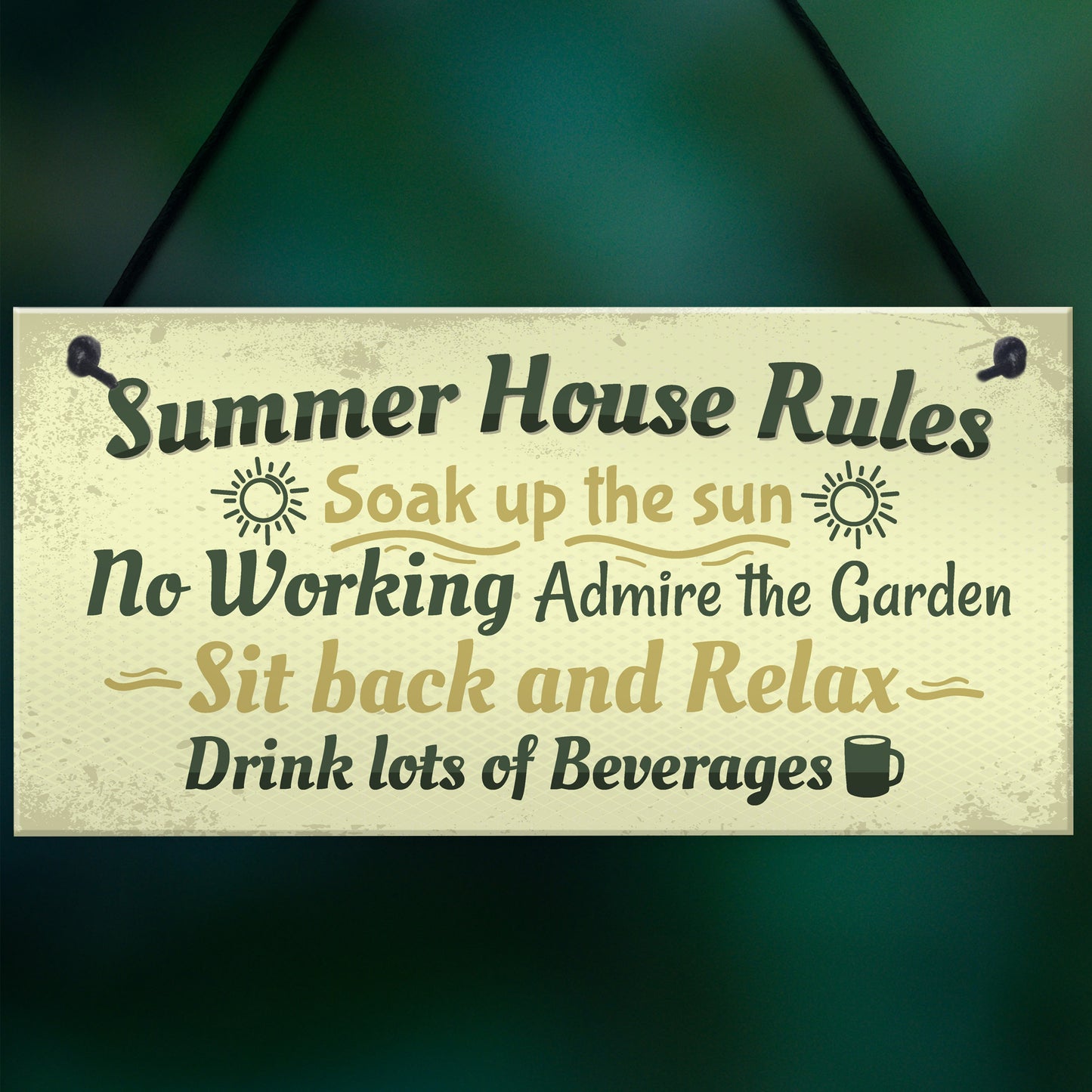 Summer House Rules Novelty Hanging Plaque Garden Shed Sign