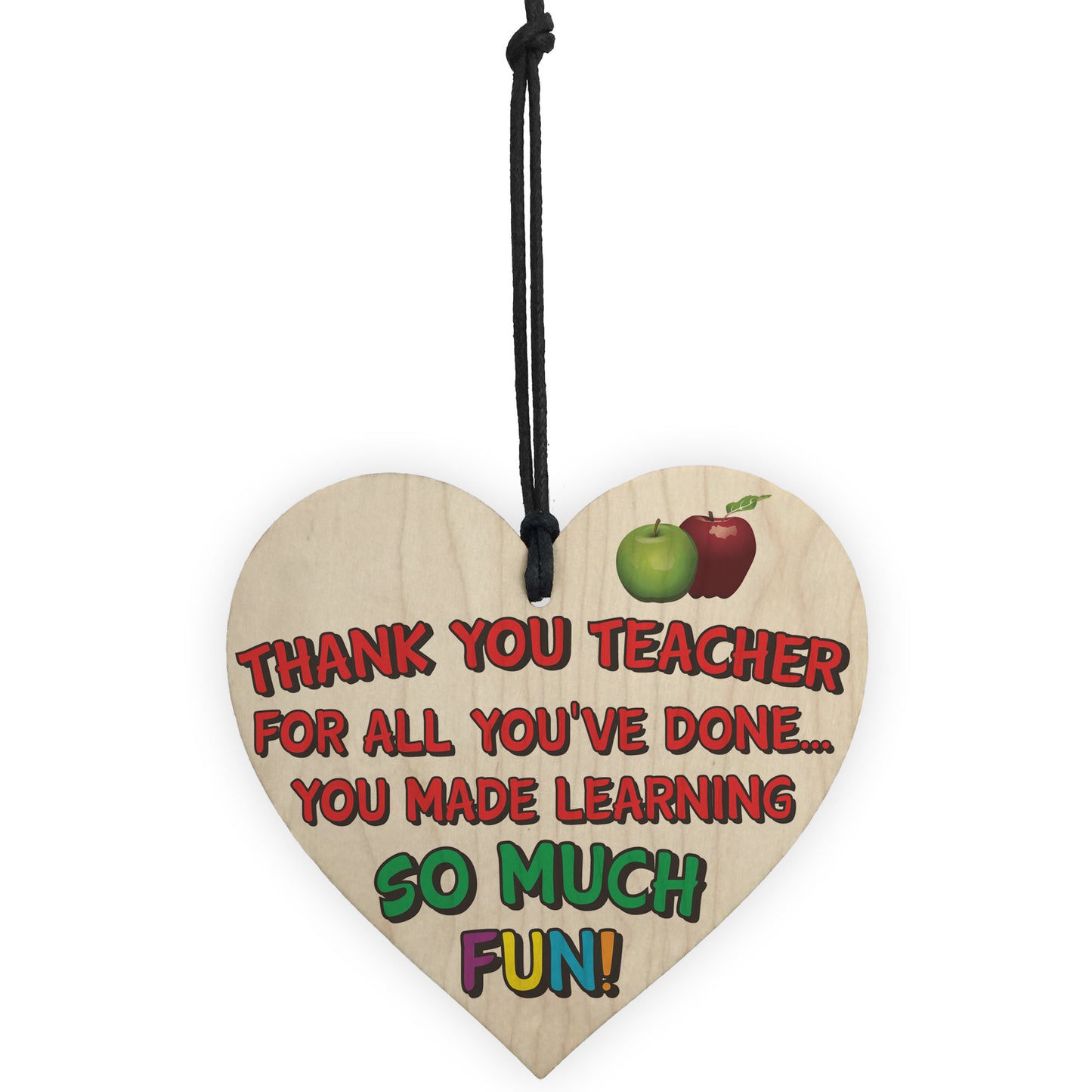 Thank You Teacher Wooden Hanging Heart Plaque Leaving Gift