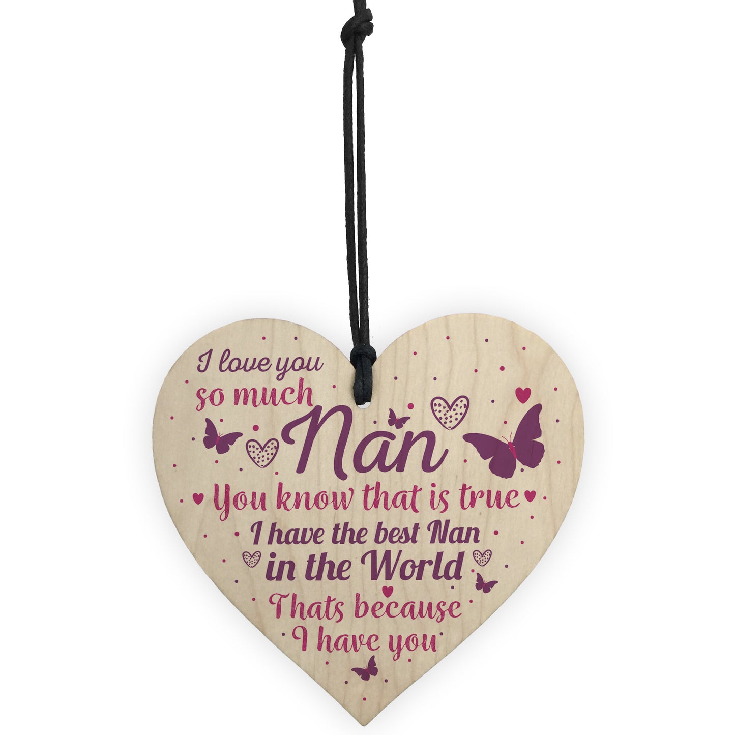 Nan Gifts For Granny Grandma Wood Heart Sign BirthdayT THANK YOU