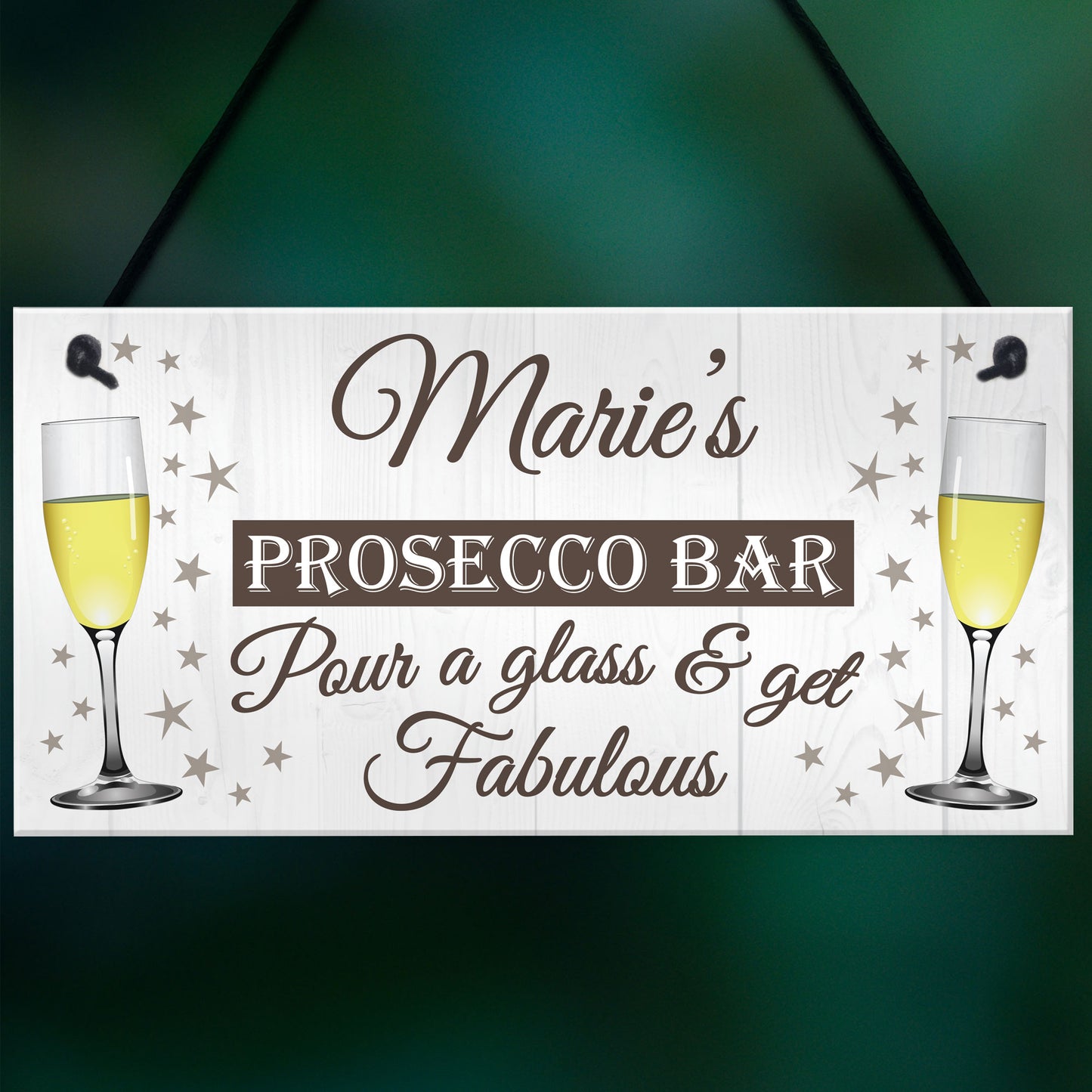 Personalised Prosecco Bar Hanging Plaque