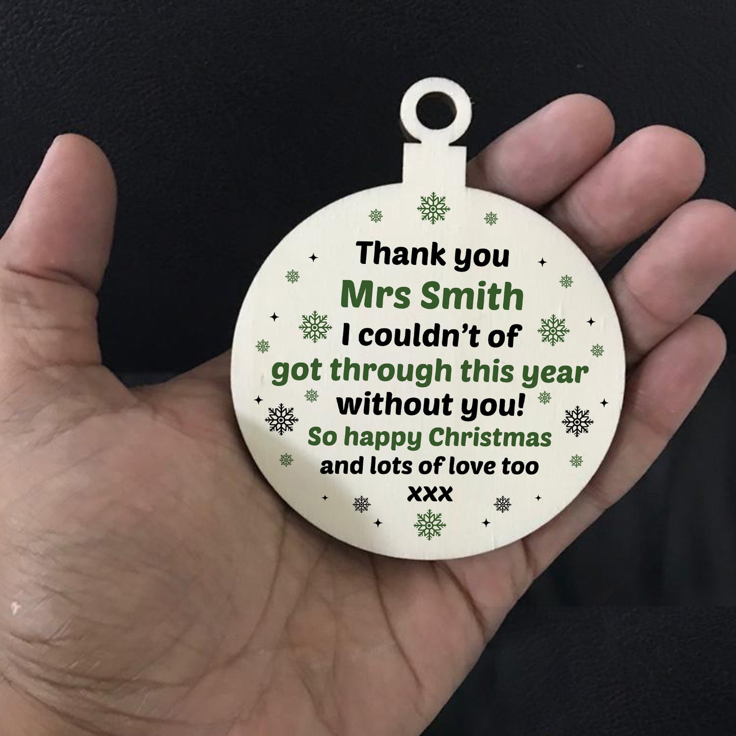 Personalised Christmas Thank You Gift For Teacher Assistant Wood