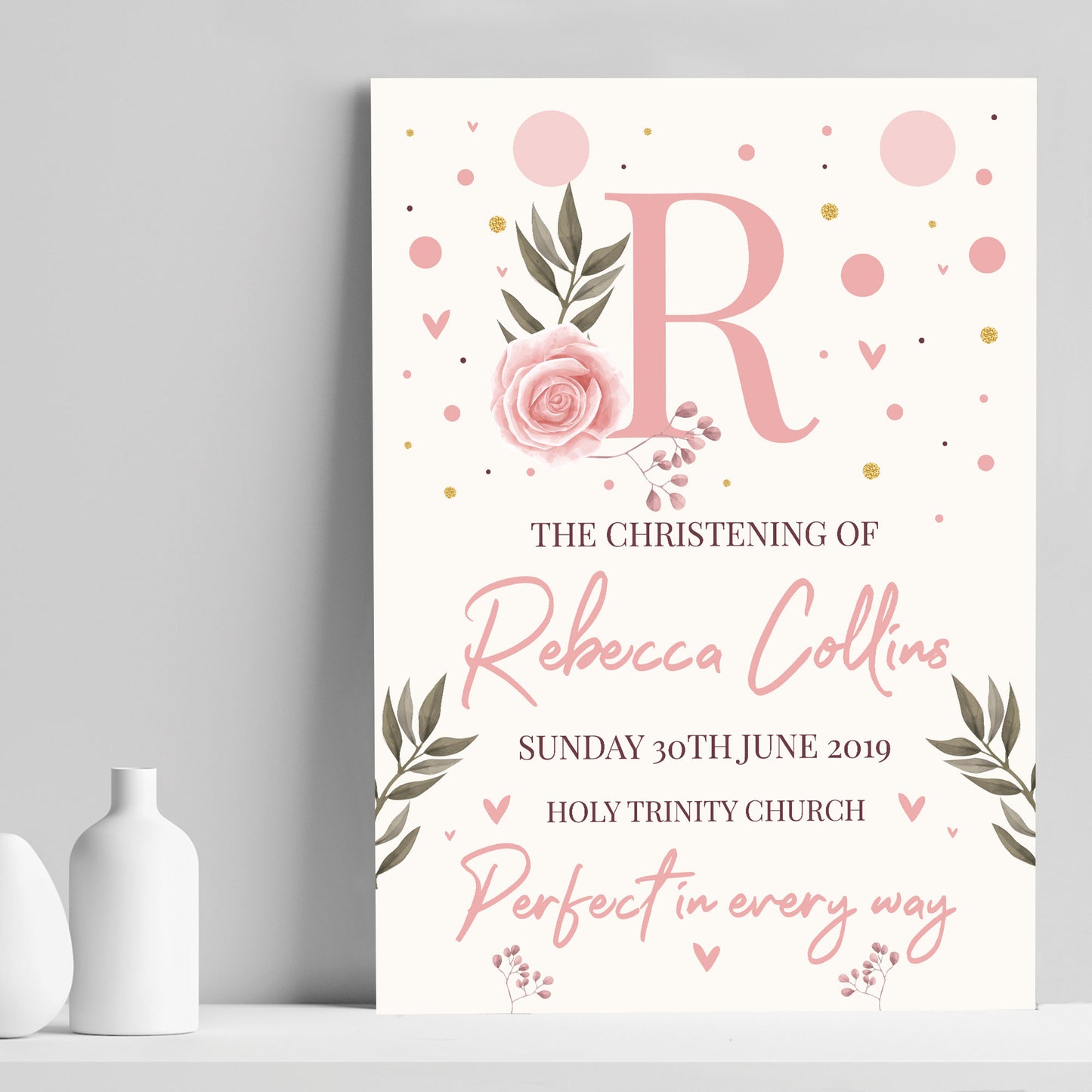 Baby Girl Christening Gift Personalised Print Keepsake Gift